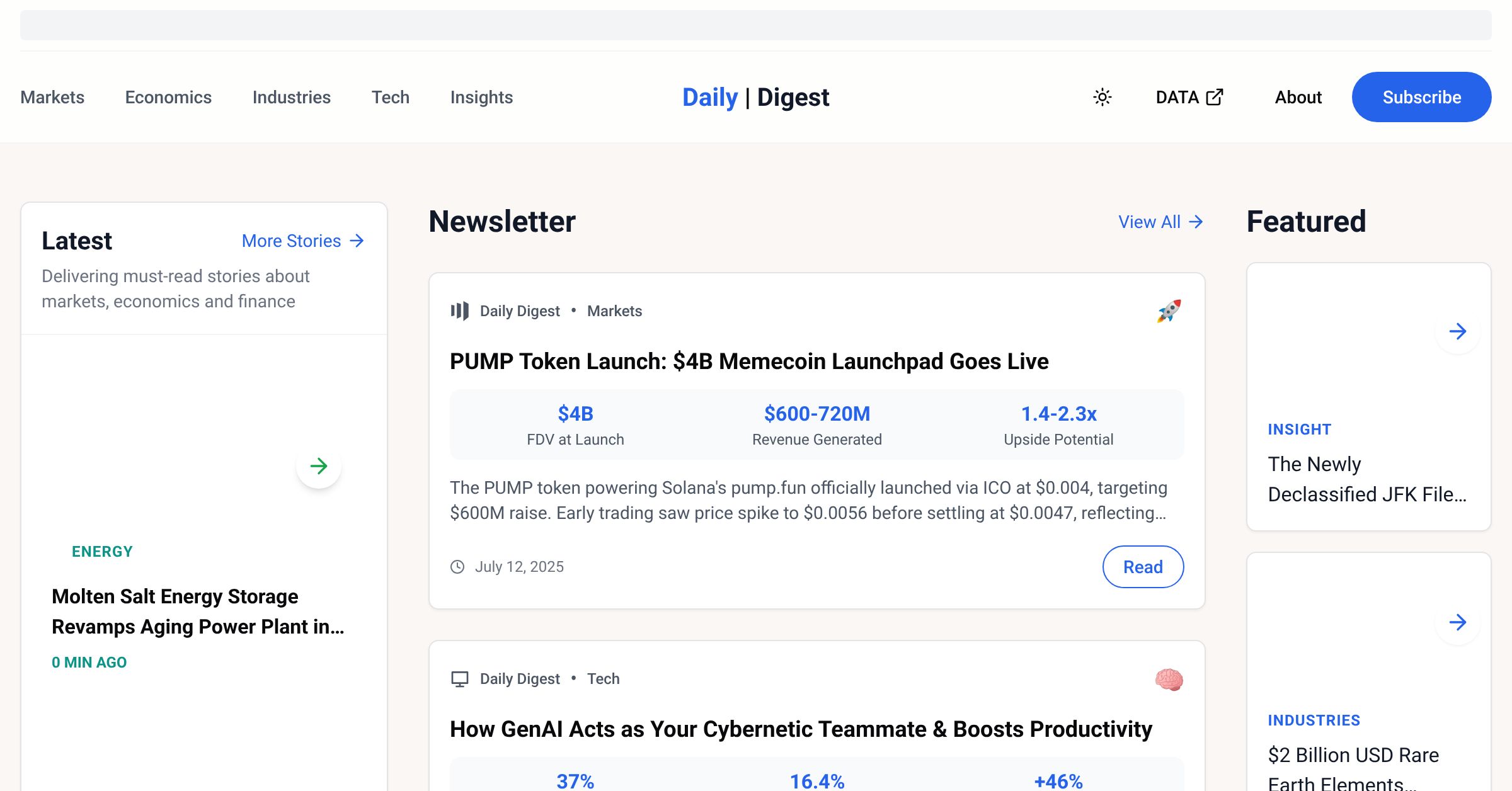 Daily Digest Homepage