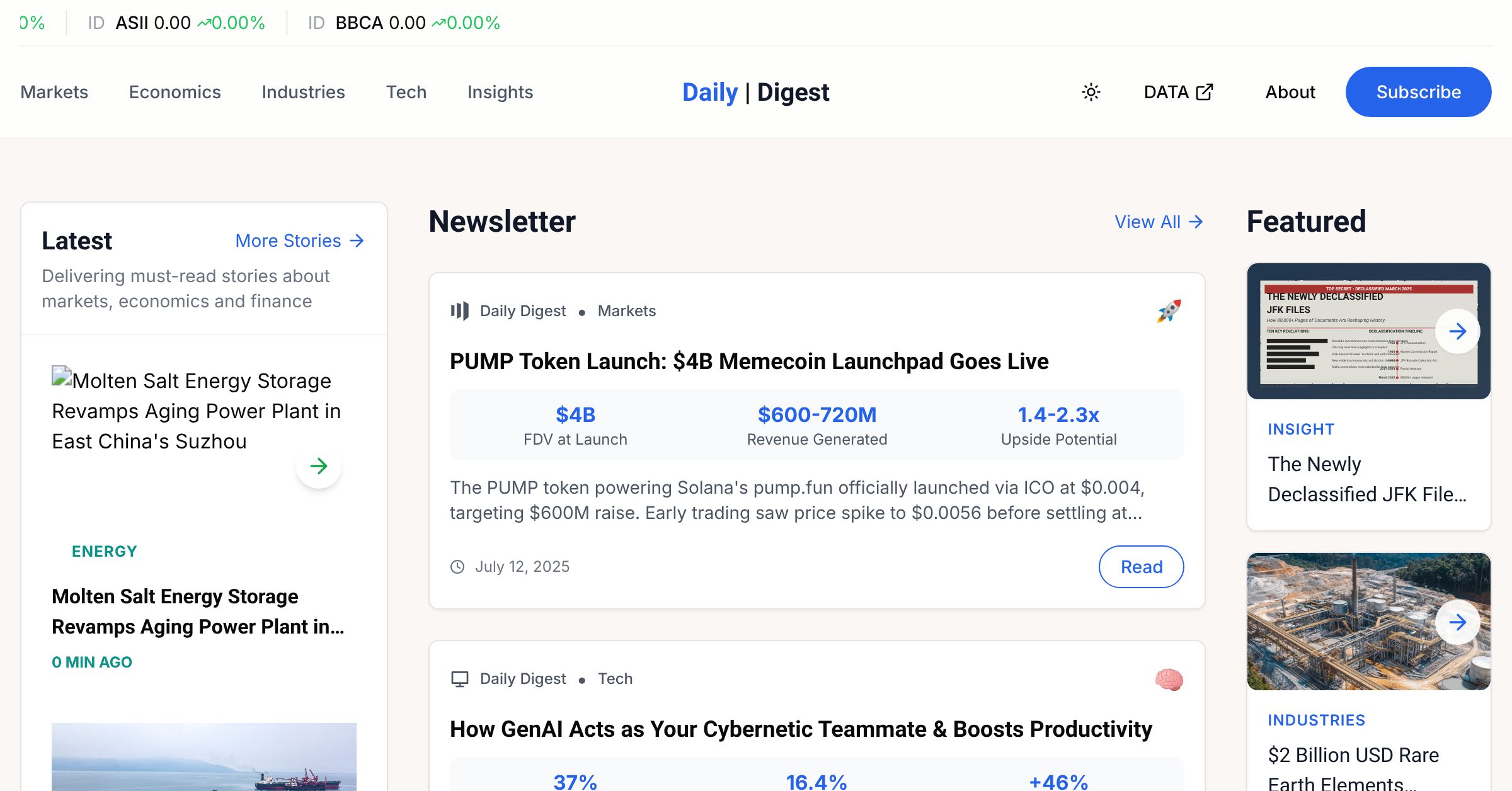 Daily Digest Homepage