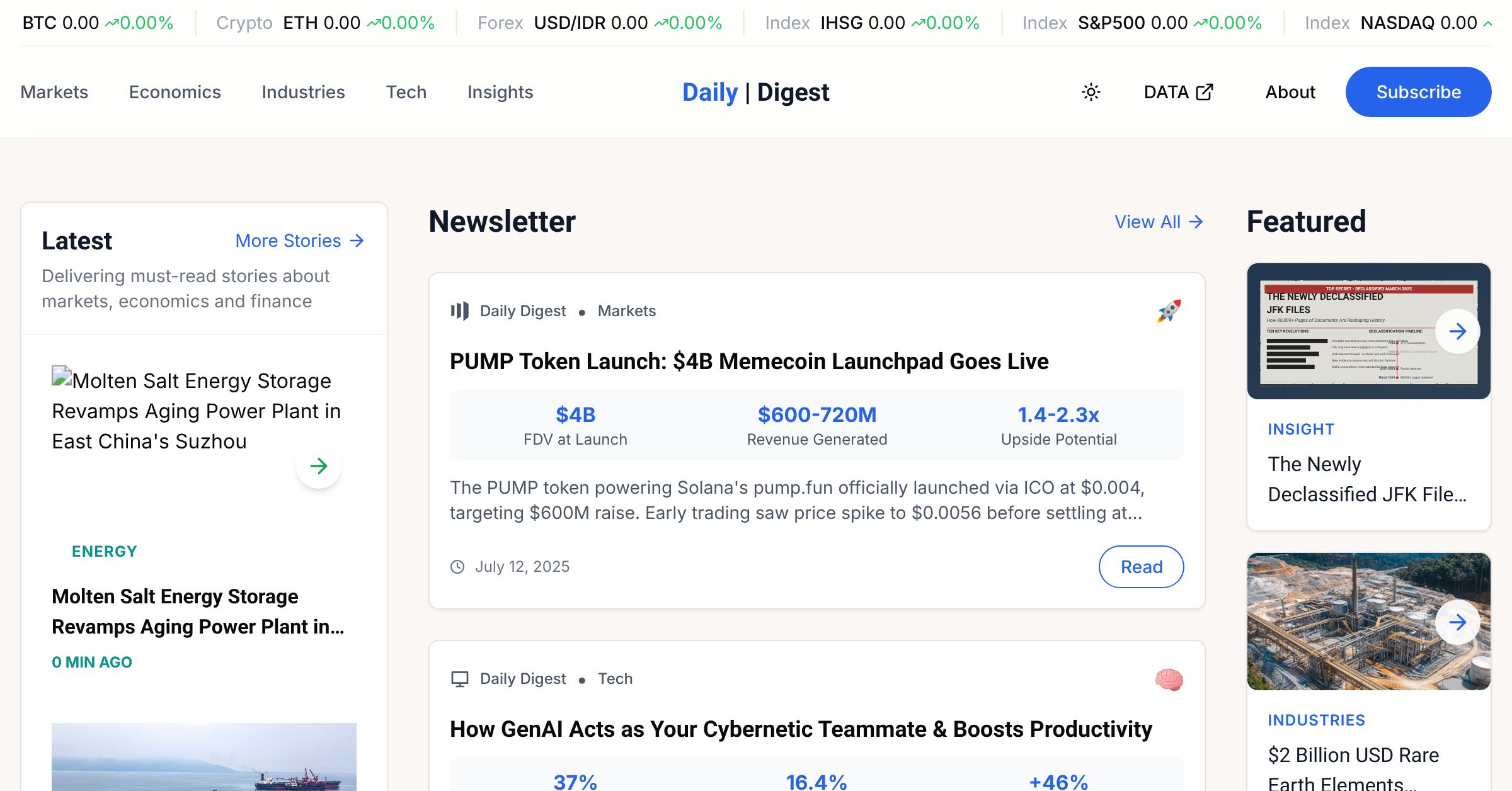 Daily Digest Homepage