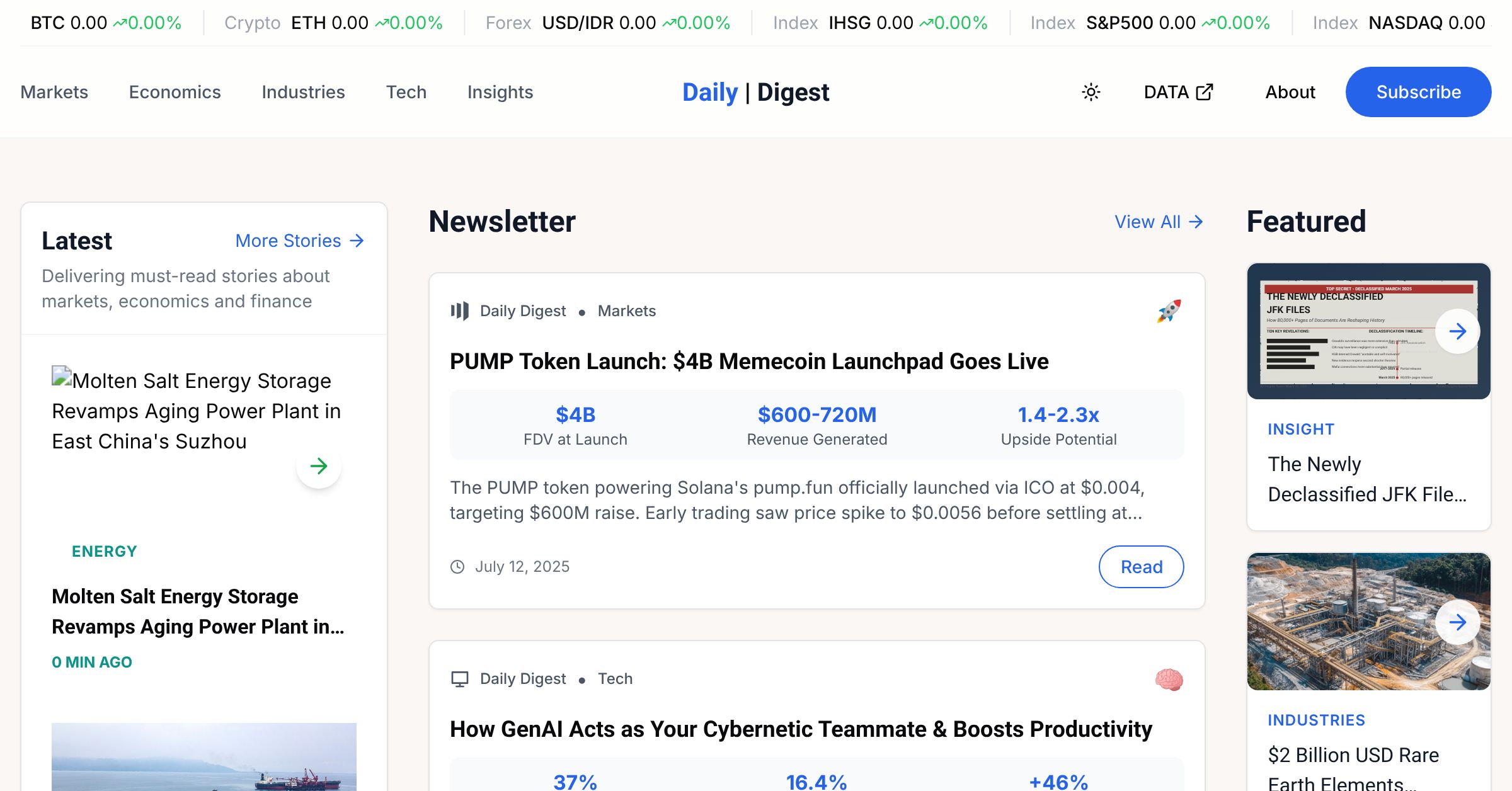 Daily Digest Homepage