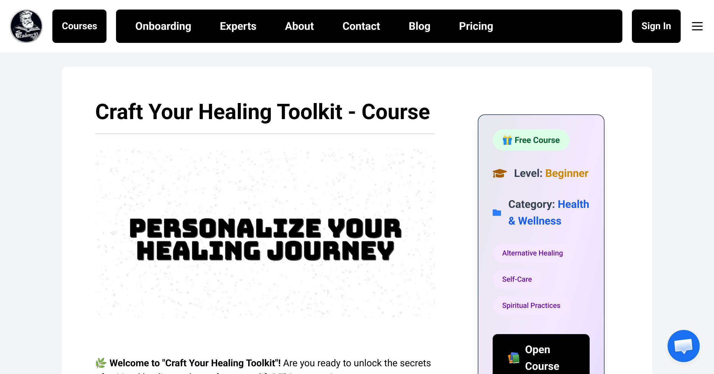 Craft Your Healing Toolkit - Course | Academy93 - Master Your Skills