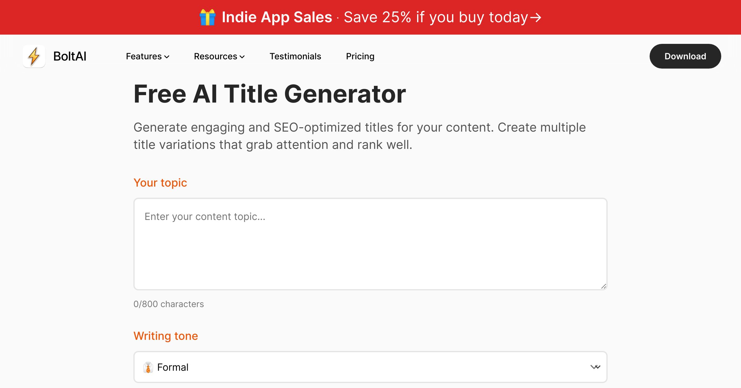 Free ai title generator boltai