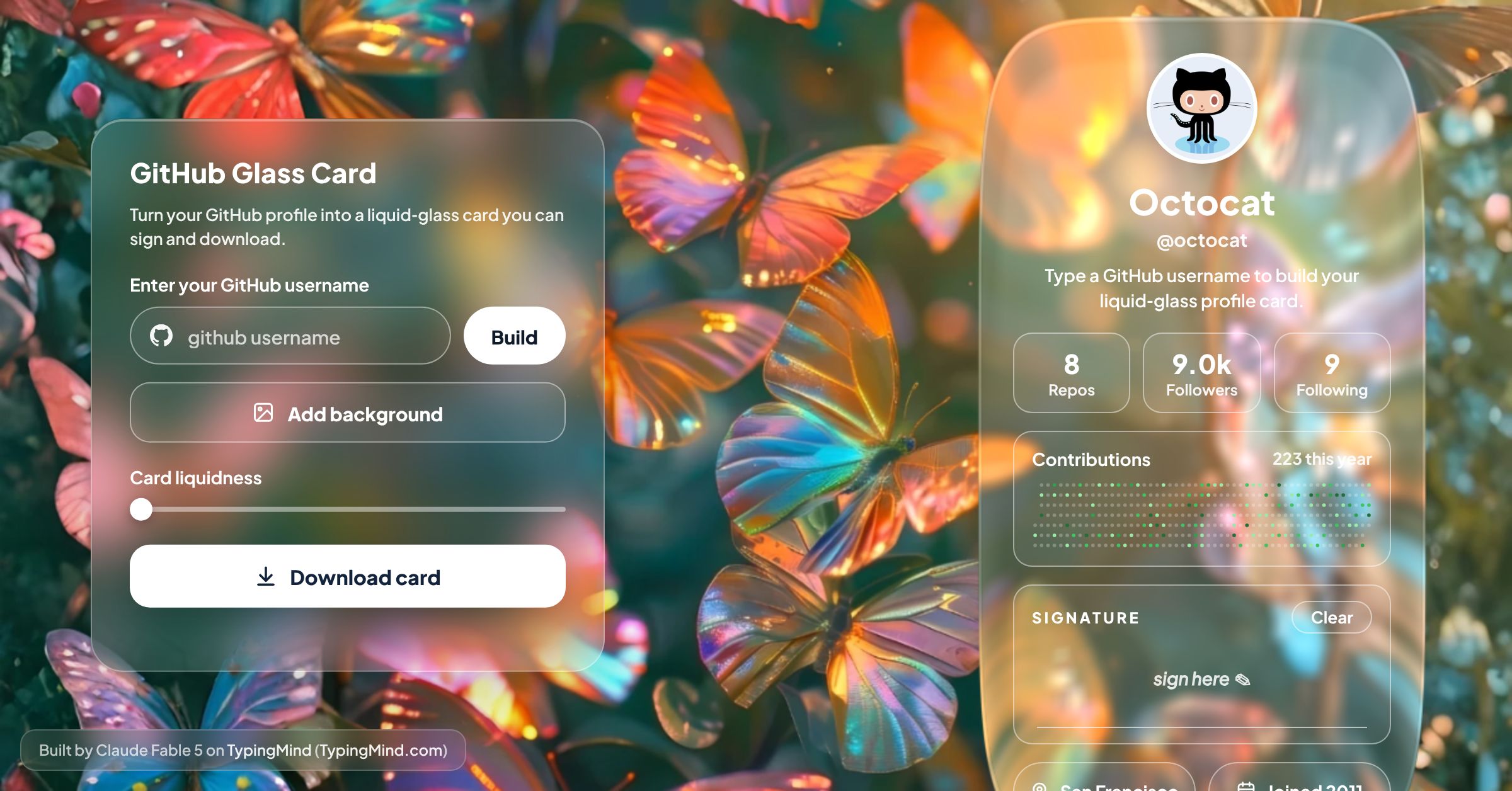 GitHub Glass Card