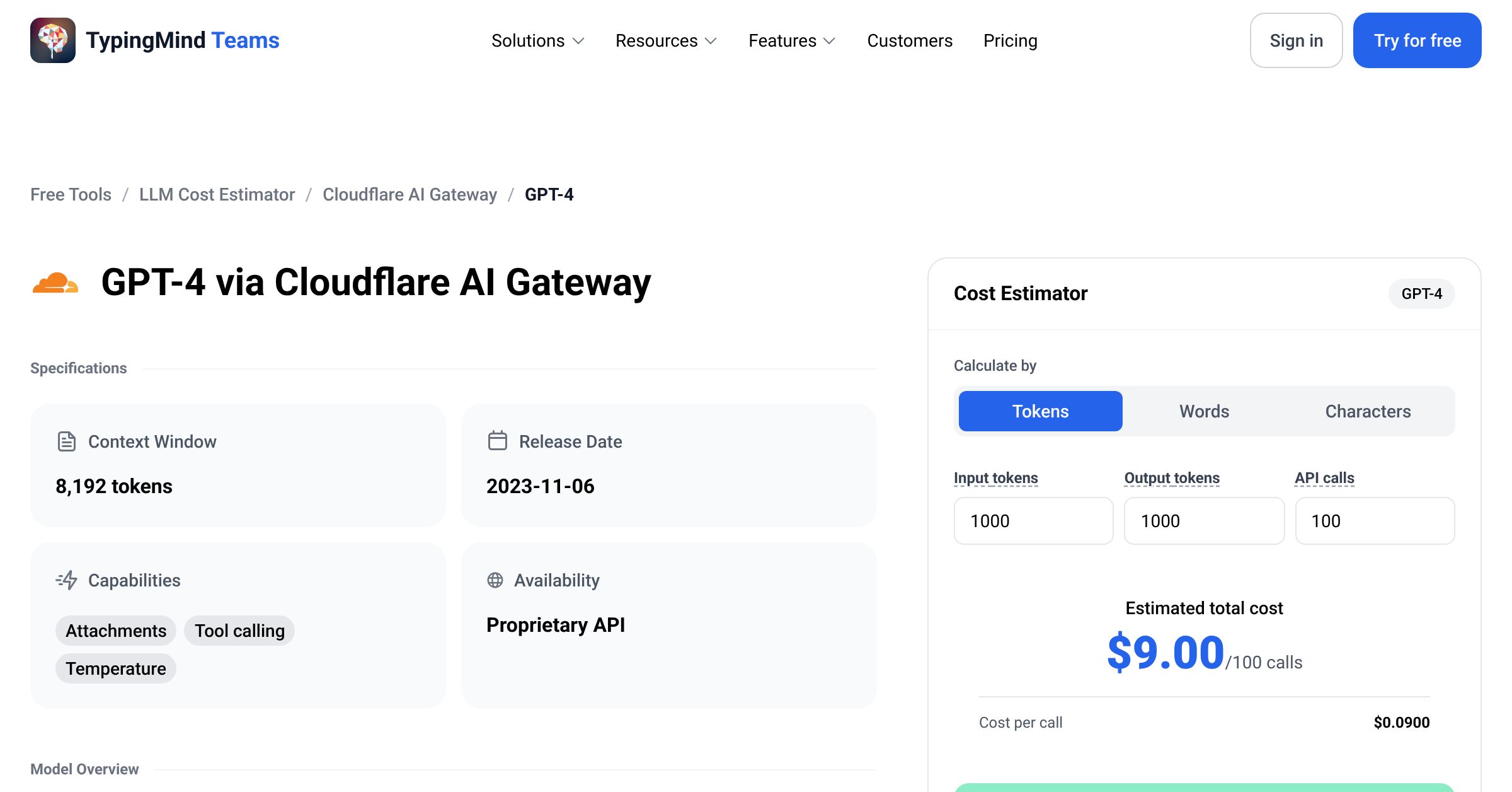 Cloudflare AI Gateway GPT-4 API Pricing Calculator