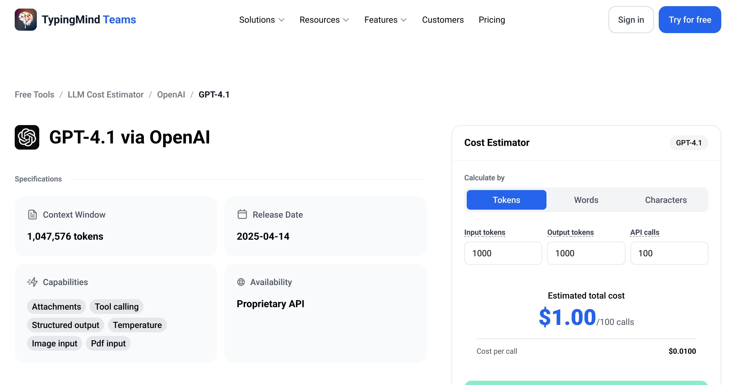 OpenAI GPT-4.1 API Pricing Calculator