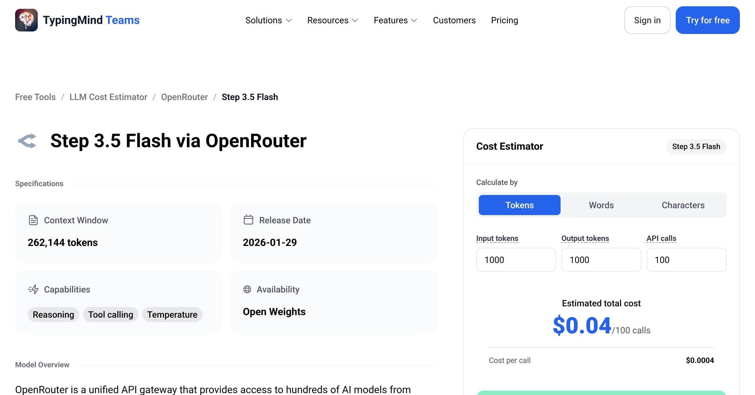 OpenRouter Step 3.5 Flash API Pricing Calculator
