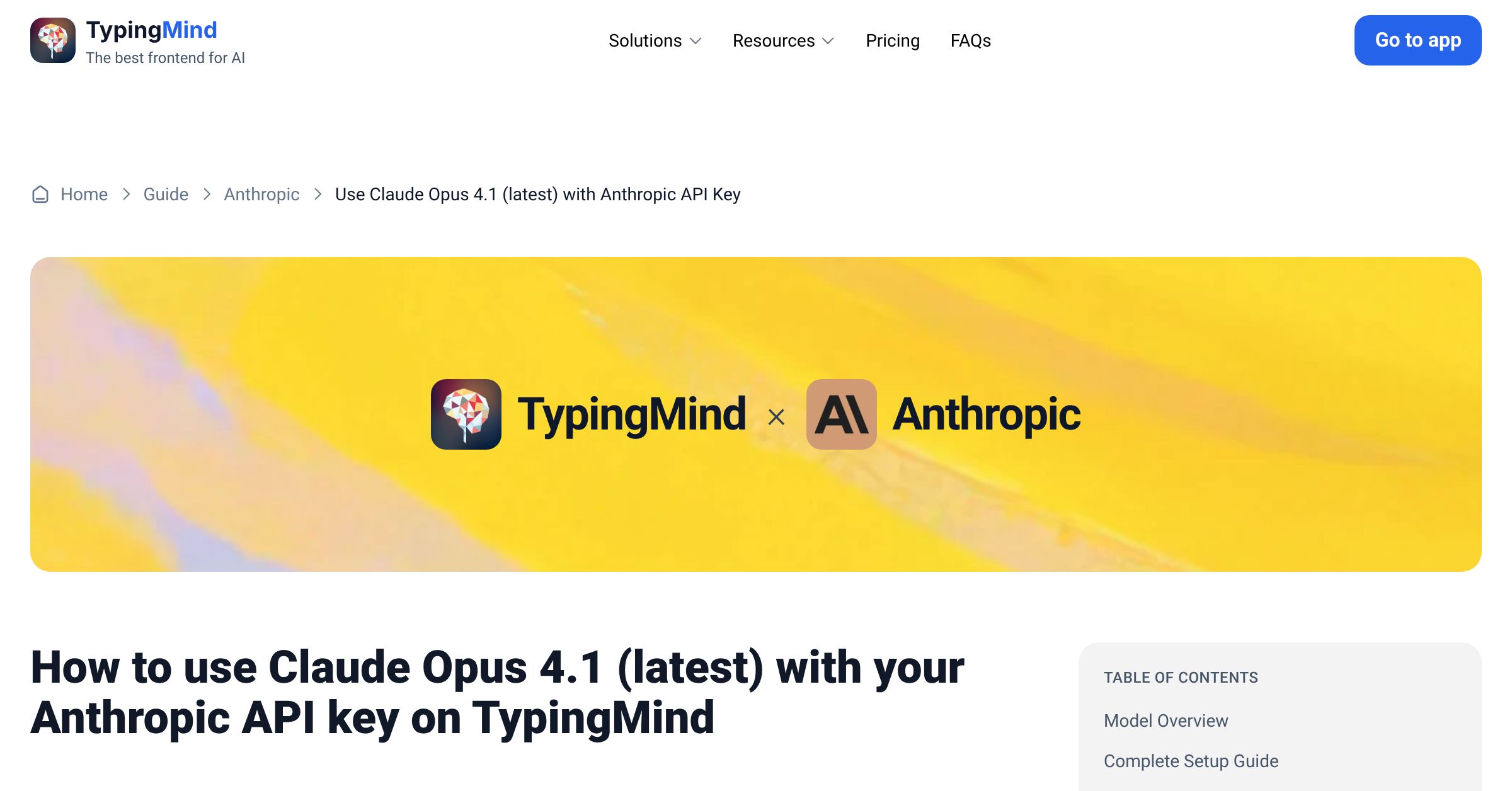Connect and use Claude Opus 4.1 (latest) from Anthropic with API Key ...