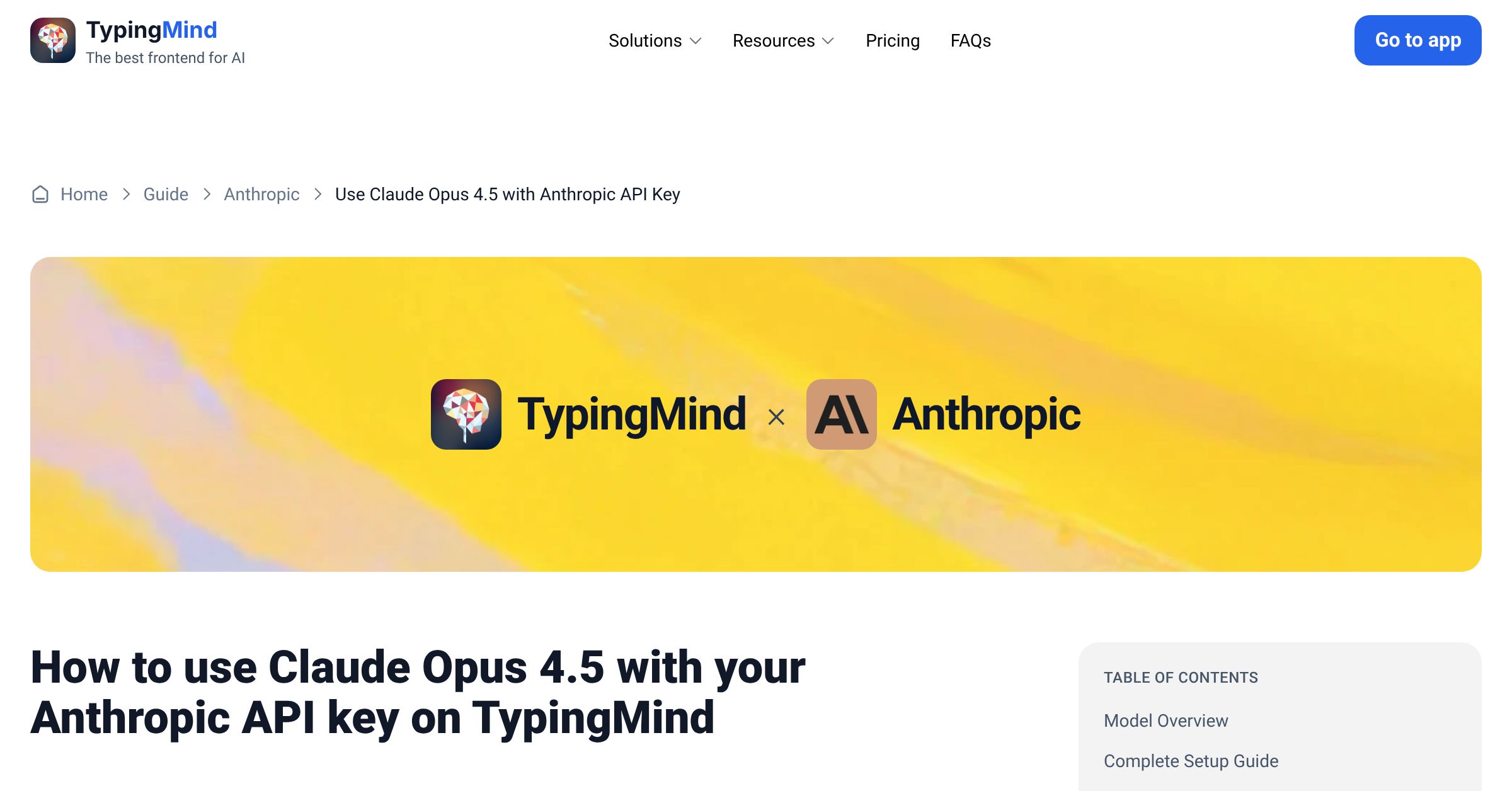 Connect and use Claude Opus 4.5 from Anthropic with API Key | TypingMind