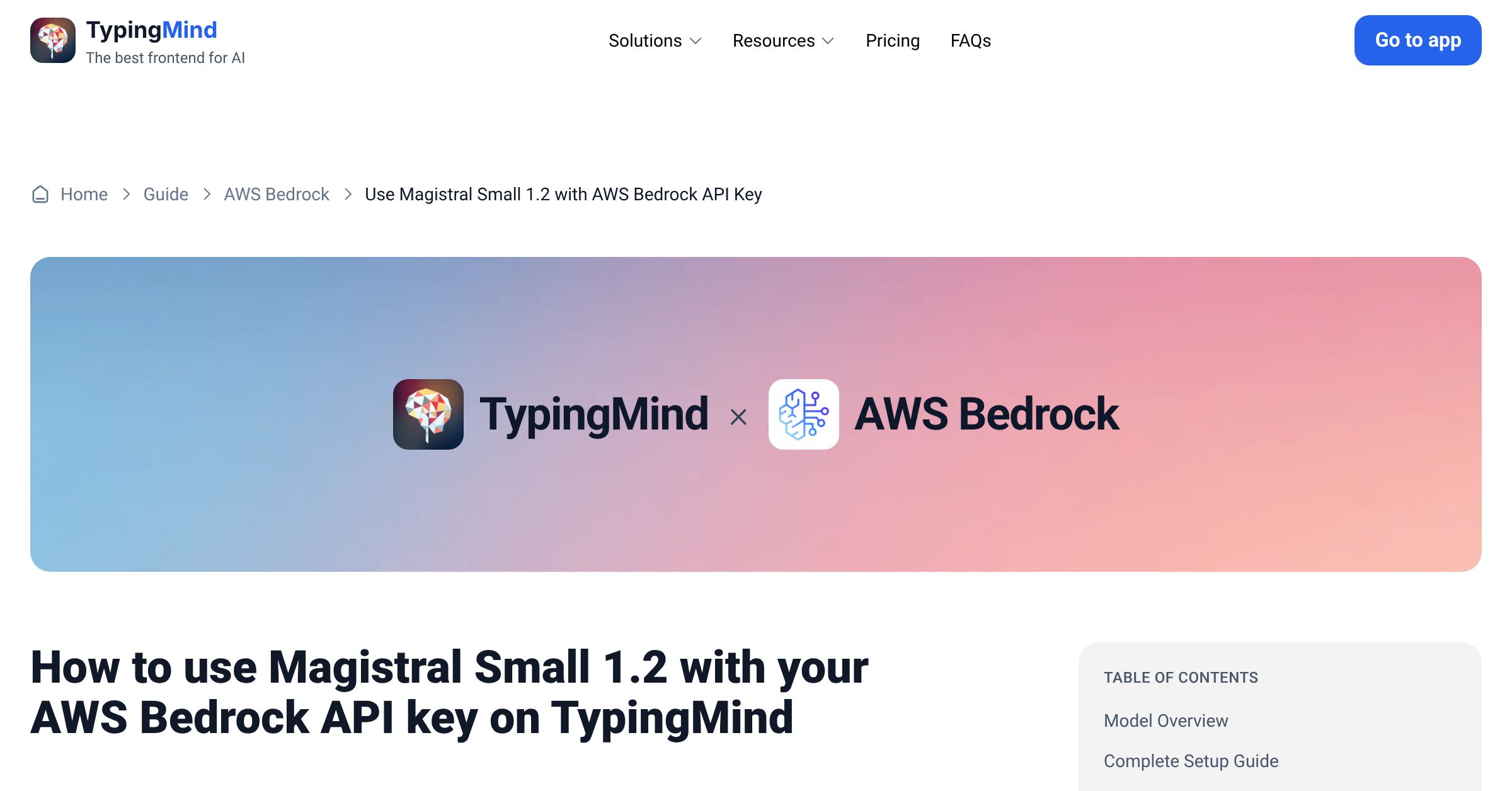 Use Magistral Small 1.2 AWS Bedrock with your own API key on TypingMind ...