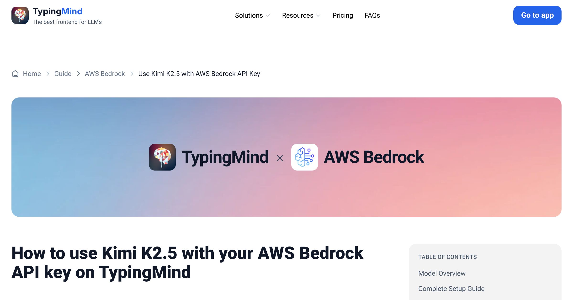 Use Kimi K2.5 AWS Bedrock with your own API key on TypingMind | TypingMind