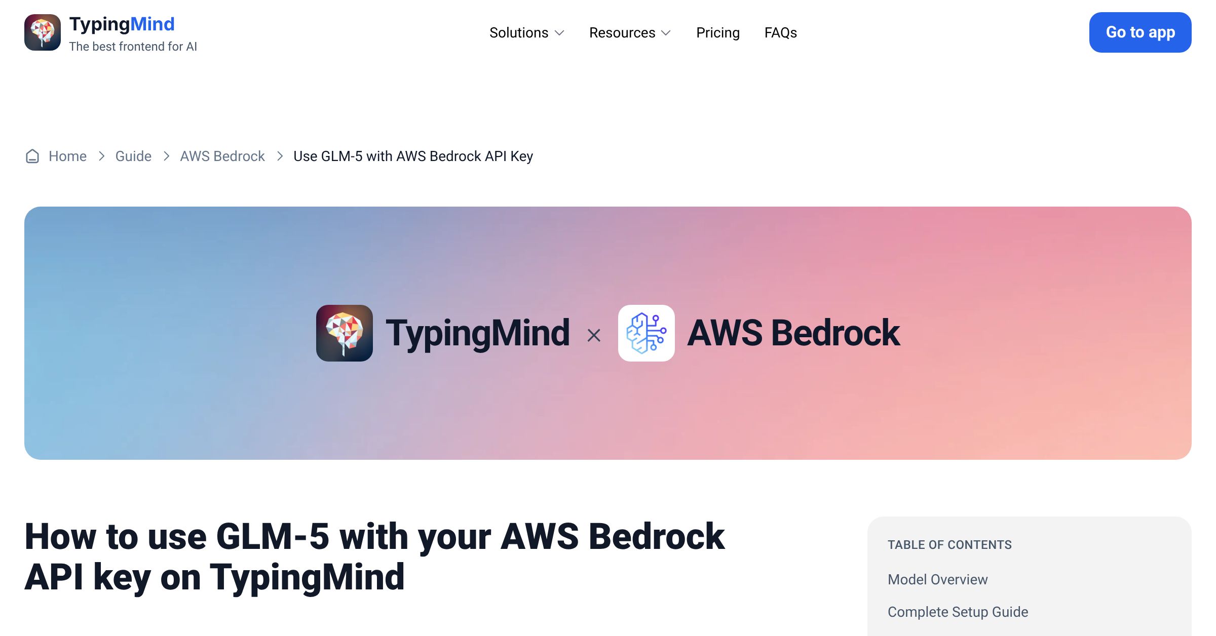 Use GLM-5 AWS Bedrock with your own API key on TypingMind | TypingMind