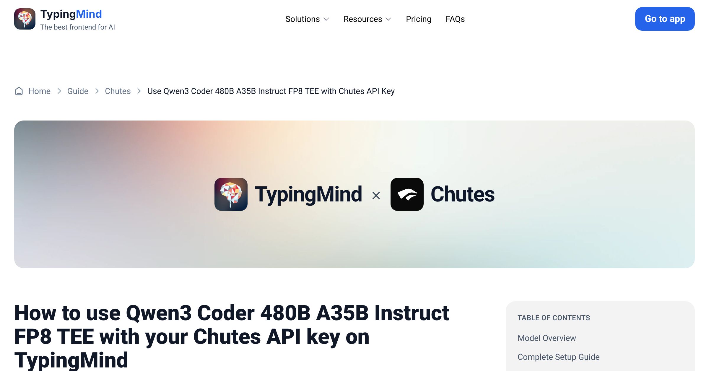 Connect and use Qwen3 Coder 480B A35B Instruct FP8 TEE from Chutes with ...