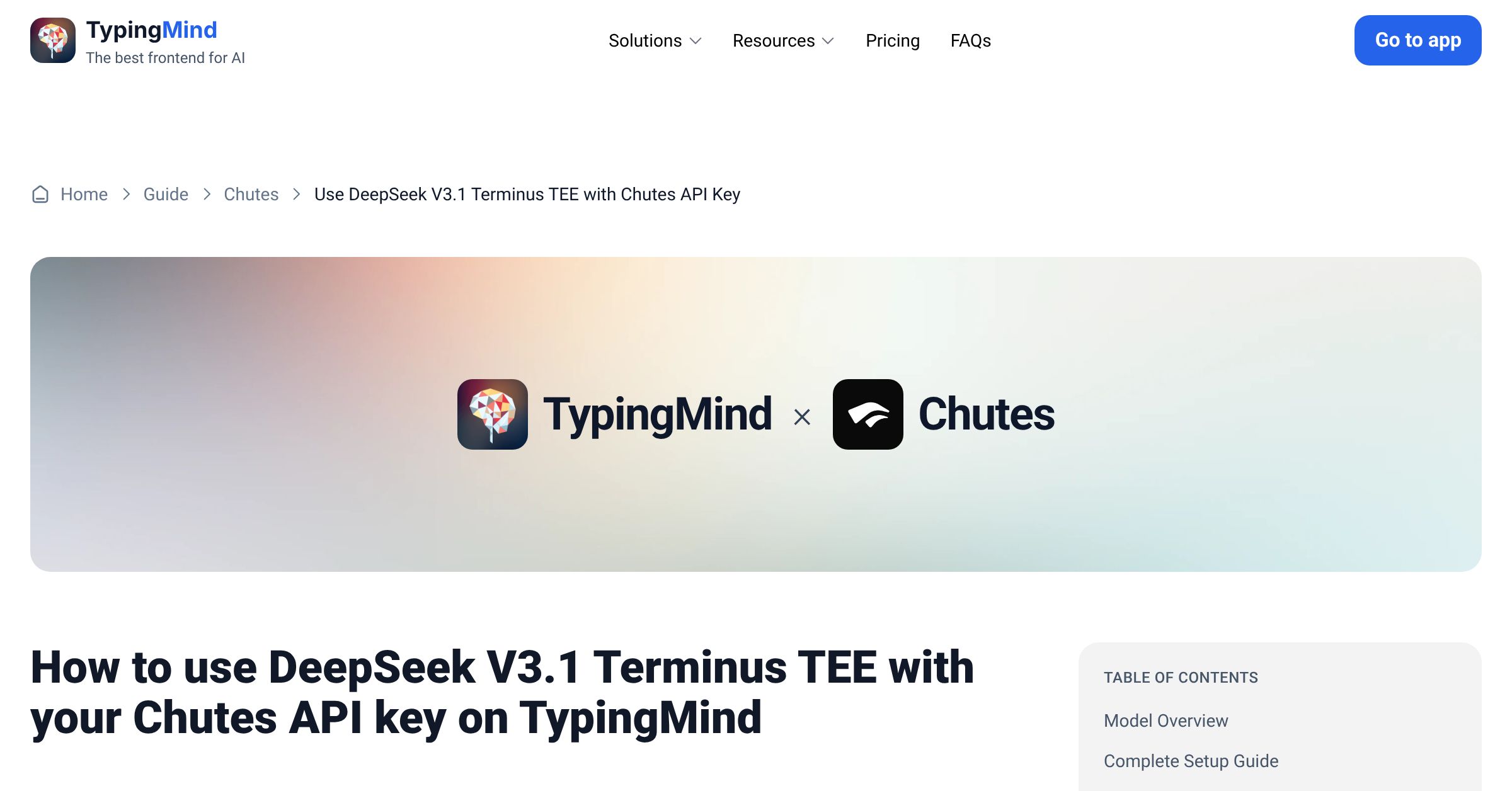 Connect and use DeepSeek V3.1 Terminus TEE from Chutes with API Key ...