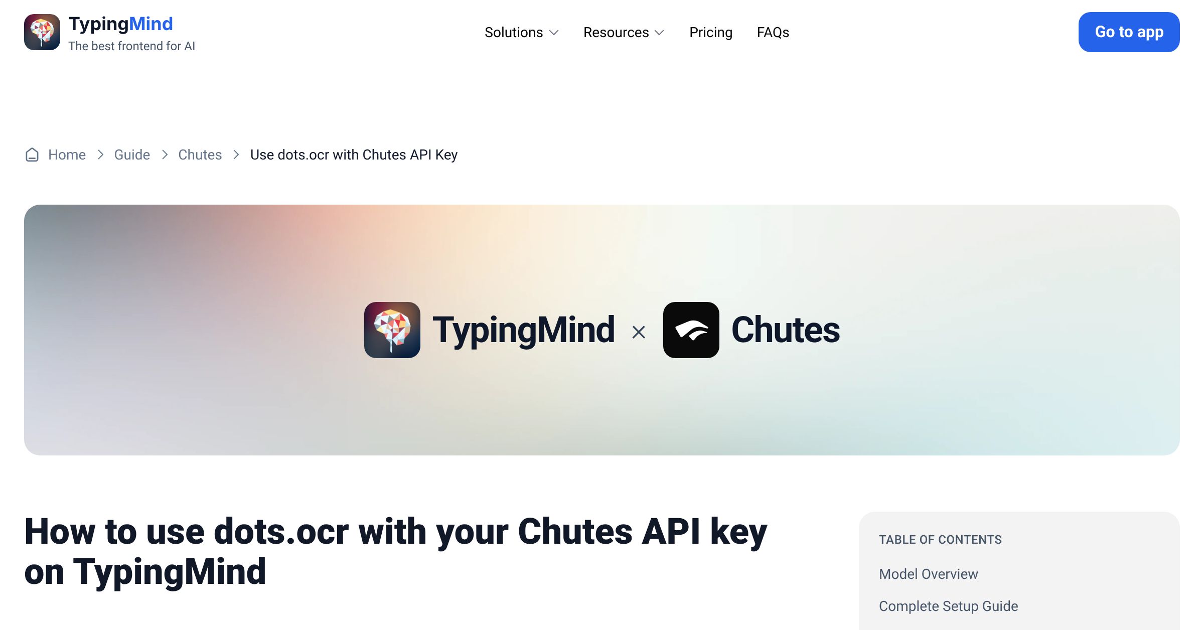 Connect and use Dots.ocr from Chutes with API Key | TypingMind