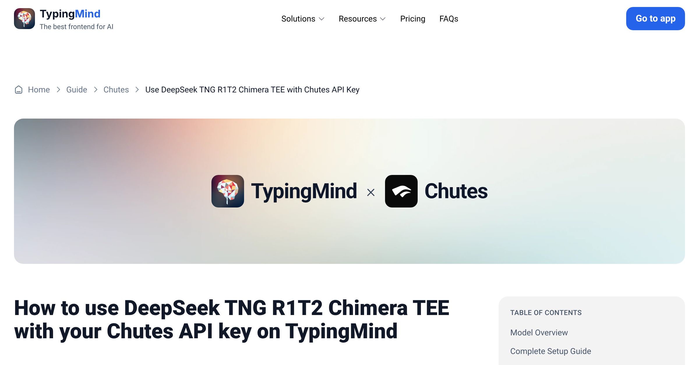 Connect and use DeepSeek TNG R1T2 Chimera TEE from Chutes with API Key ...