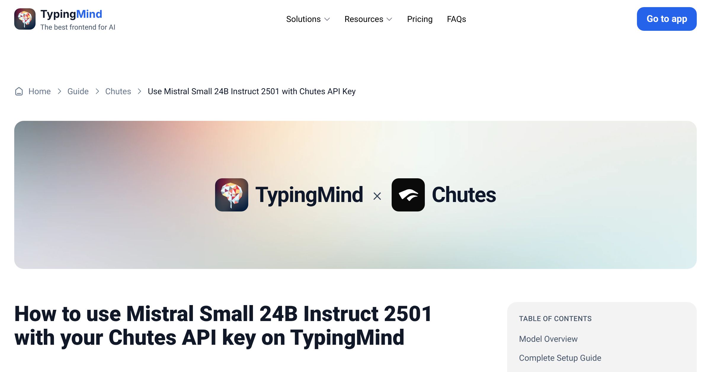 Connect and use Mistral Small 24B Instruct 2501 from Chutes with API ...