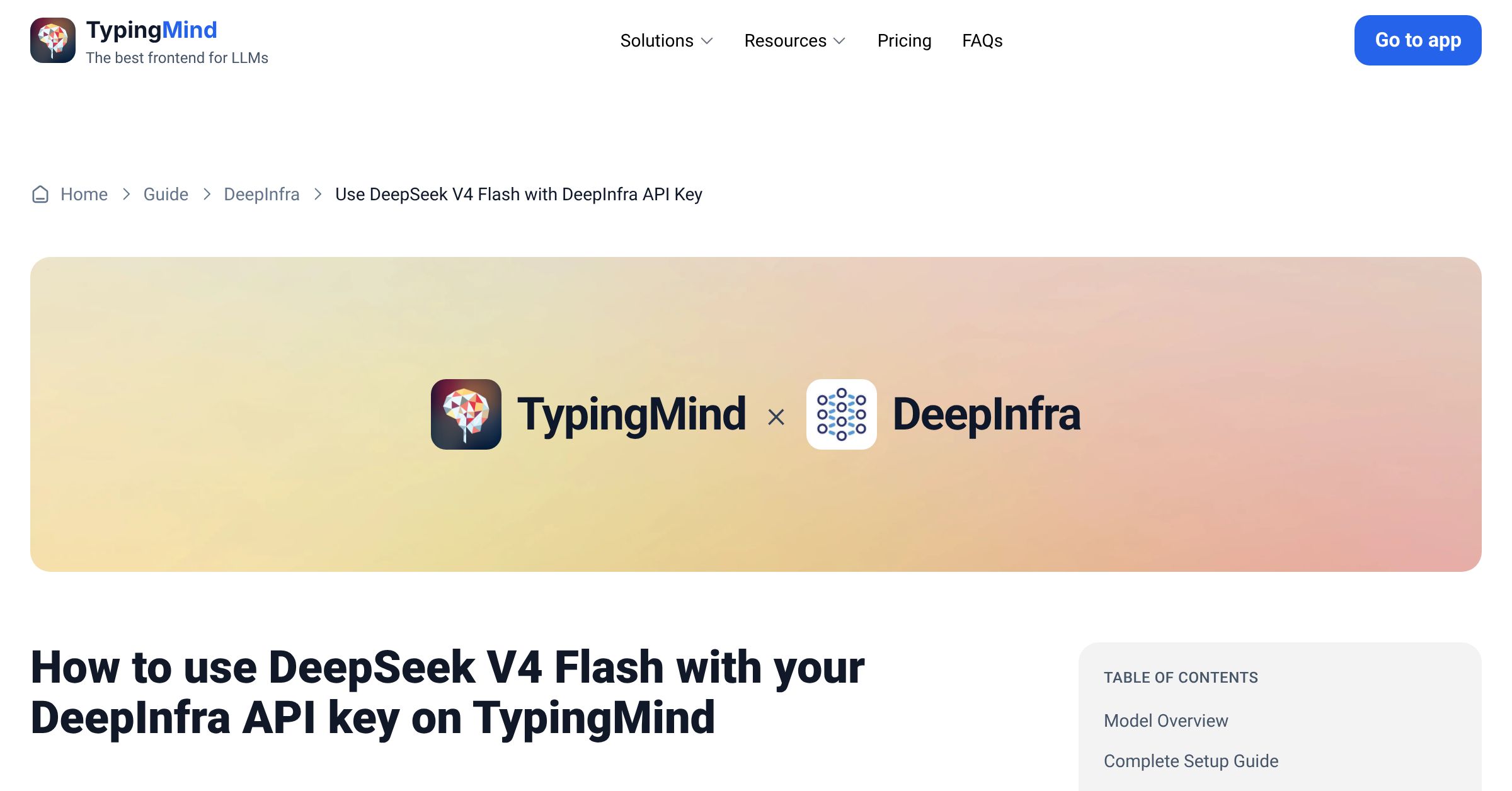 Connect and use DeepSeek V4 Flash from DeepInfra with API Key | TypingMind