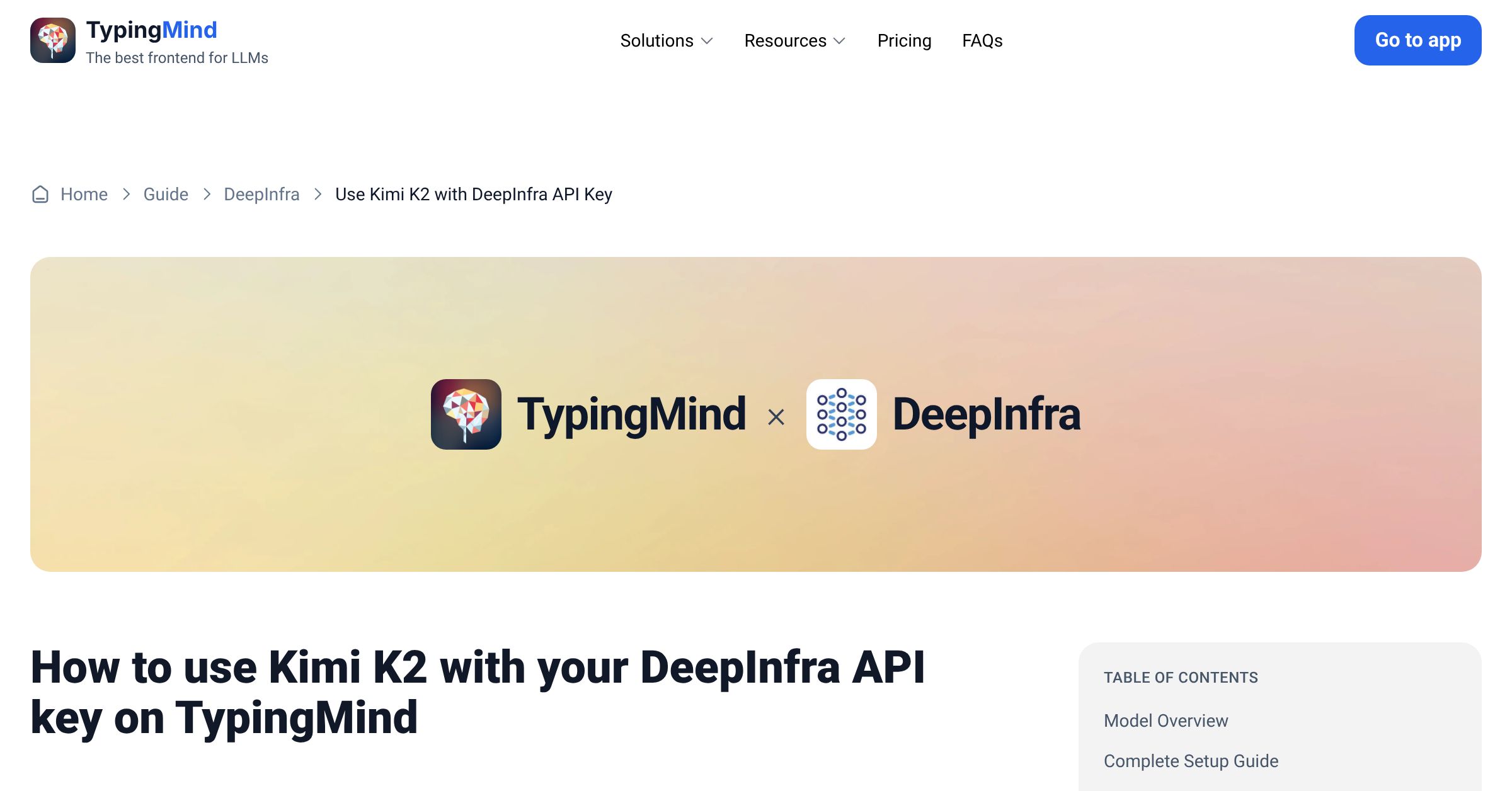 Connect and use Kimi K2 from DeepInfra with API Key | TypingMind