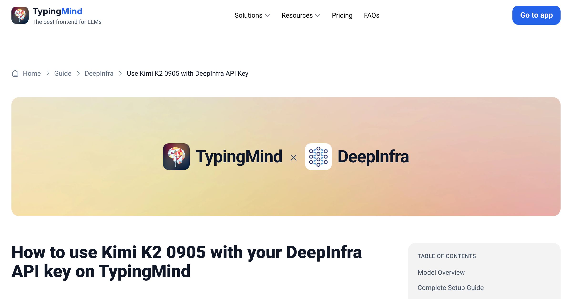 Connect and use Kimi K2 0905 from DeepInfra with API Key | TypingMind