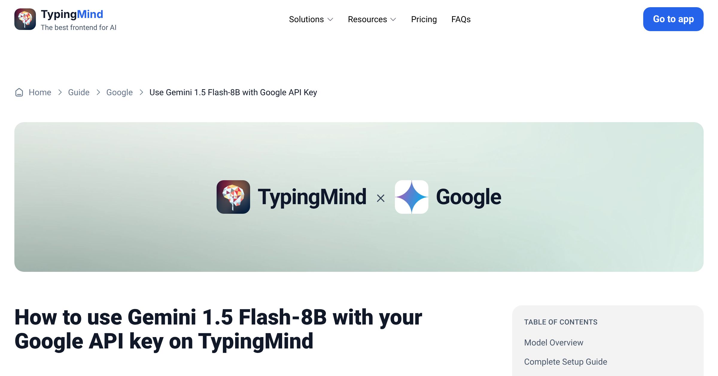 Connect and use Gemini 1.5 Flash-8B from Google with API Key | TypingMind