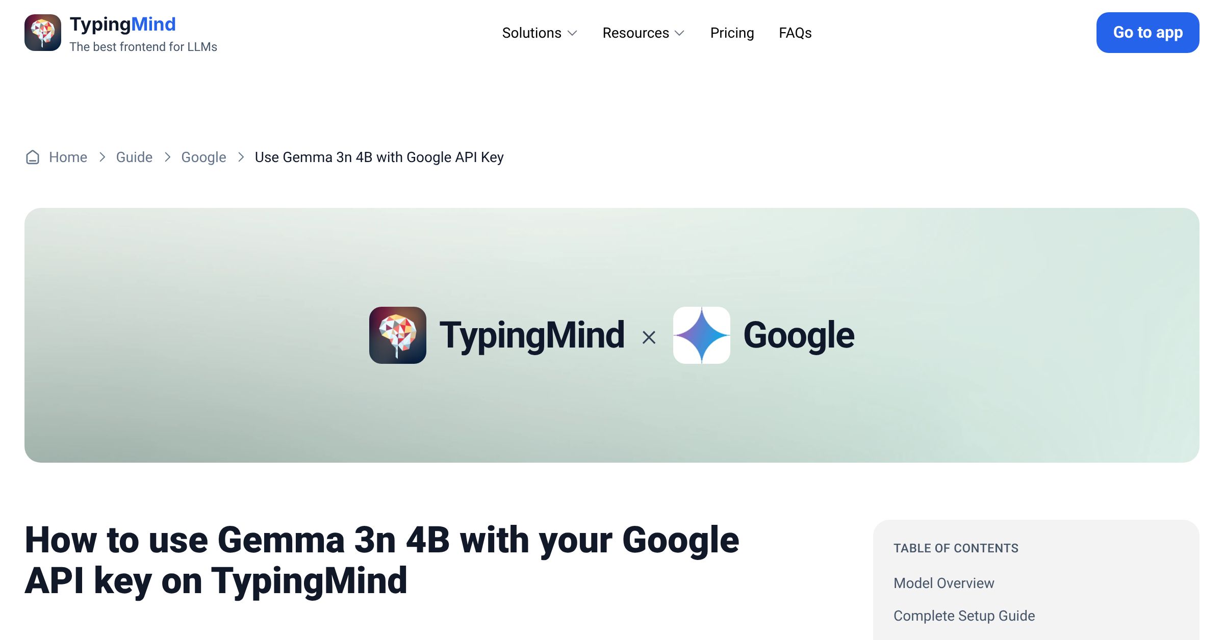 Connect and use Gemma 3n 4B from Google with API Key | TypingMind