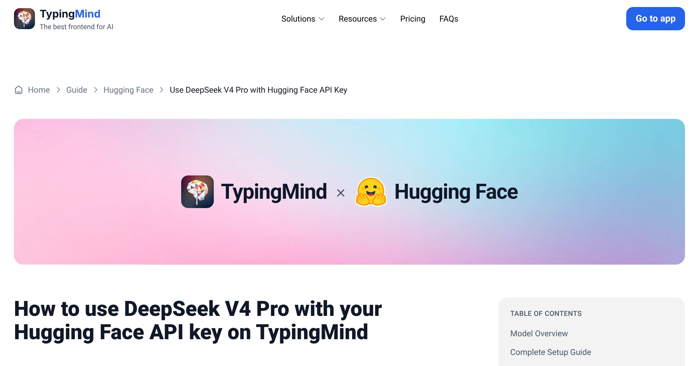 Use DeepSeek V4 Pro on Hugging Face with your own API key on TypingMind ...