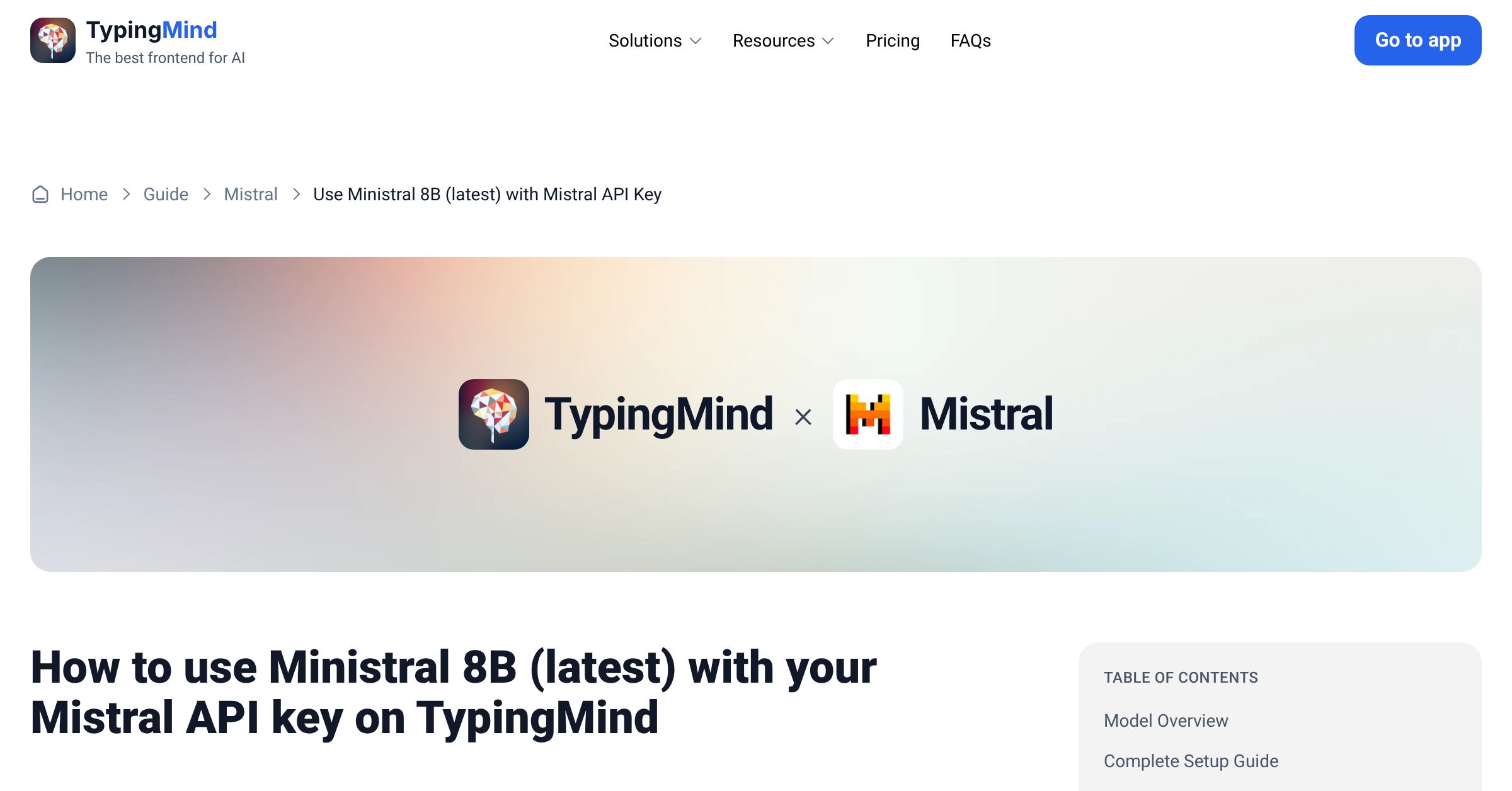 Connect and use Ministral 8B (latest) from Mistral with API Key ...