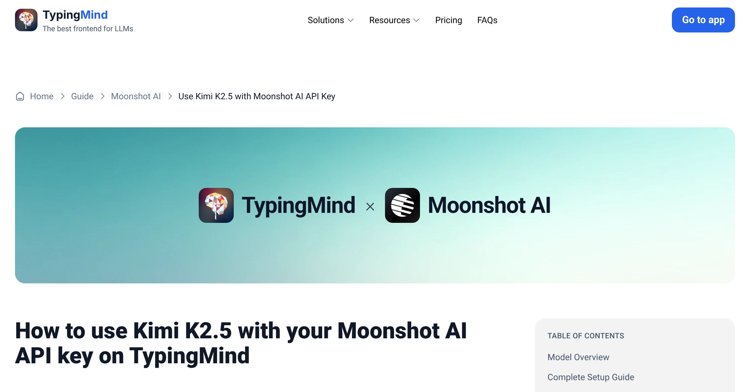 Connect and use Kimi K2.5 from Moonshot AI with API Key | TypingMind
