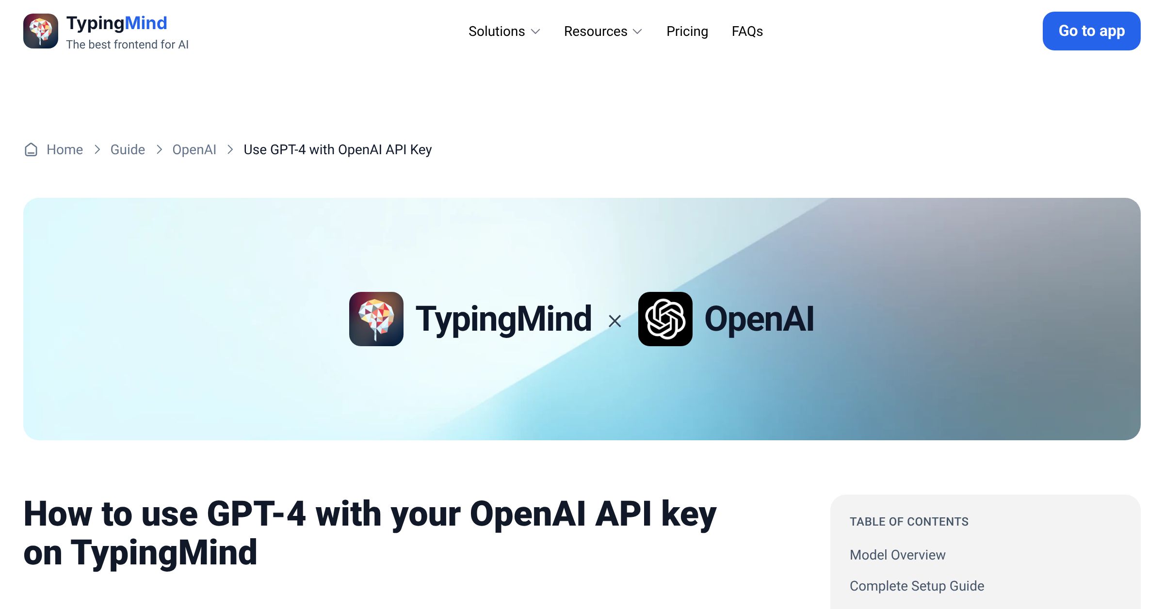 Connect and use GPT-4 from OpenAI with API Key | TypingMind
