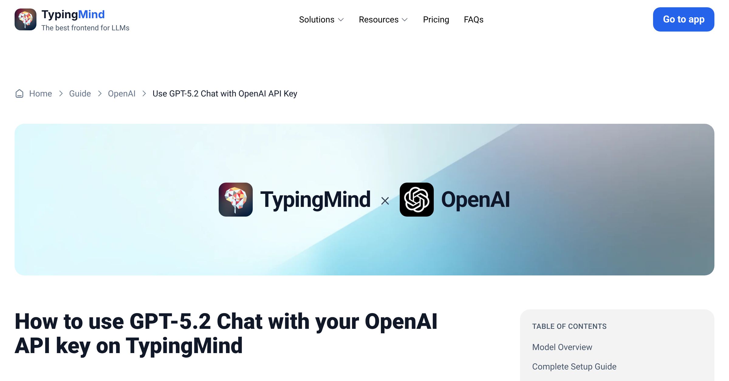 Connect and use GPT-5.2 Chat from OpenAI with API Key | TypingMind