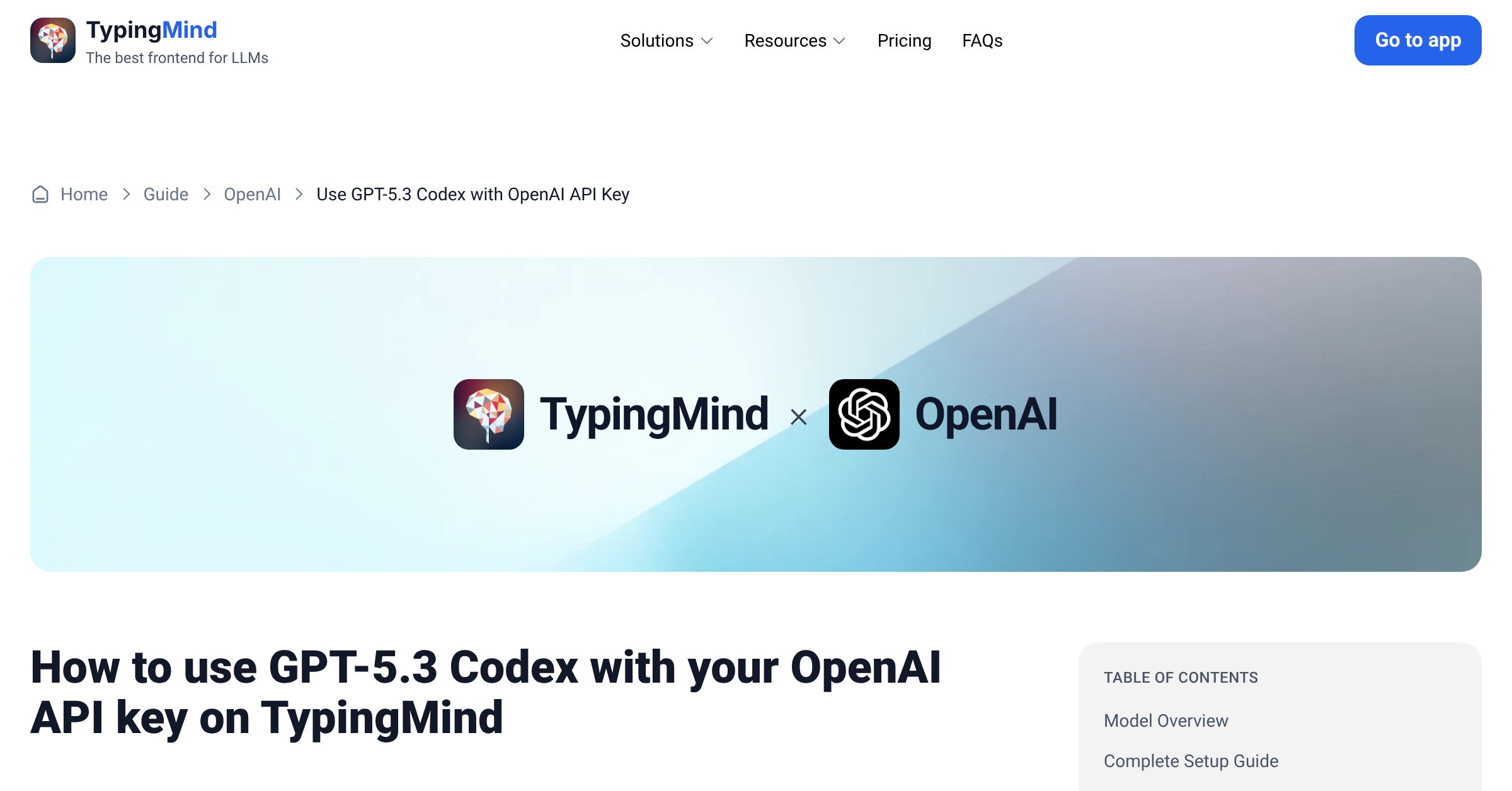 Connect and use GPT-5.3 Codex from OpenAI with API Key | TypingMind