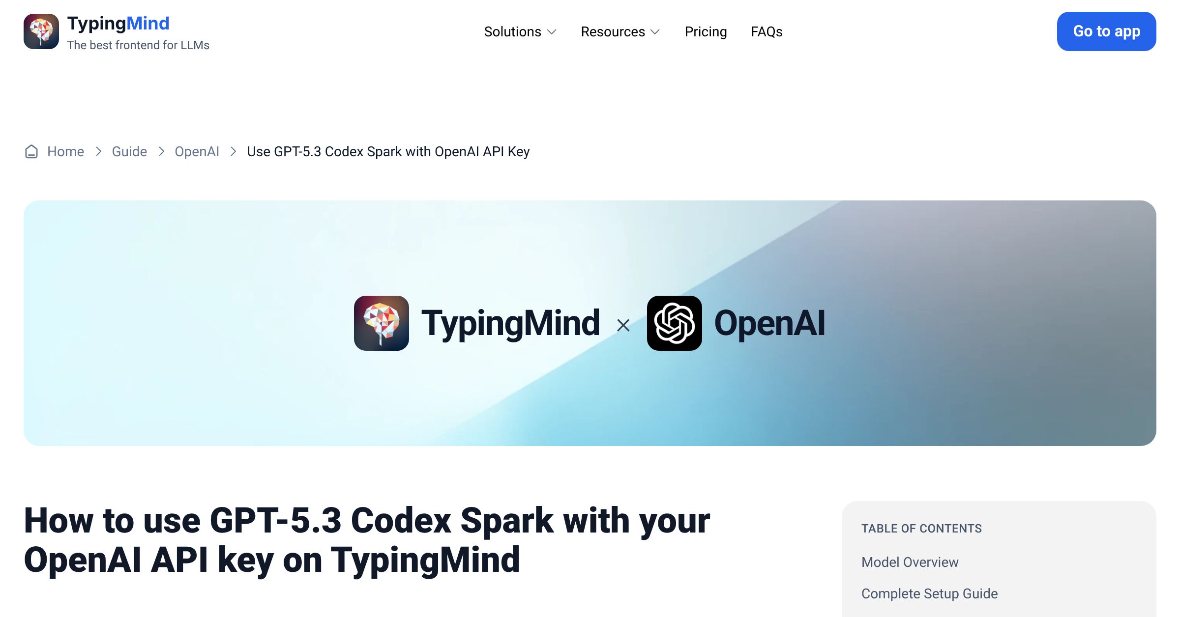 Connect and use GPT-5.3 Codex Spark from OpenAI with API Key | TypingMind