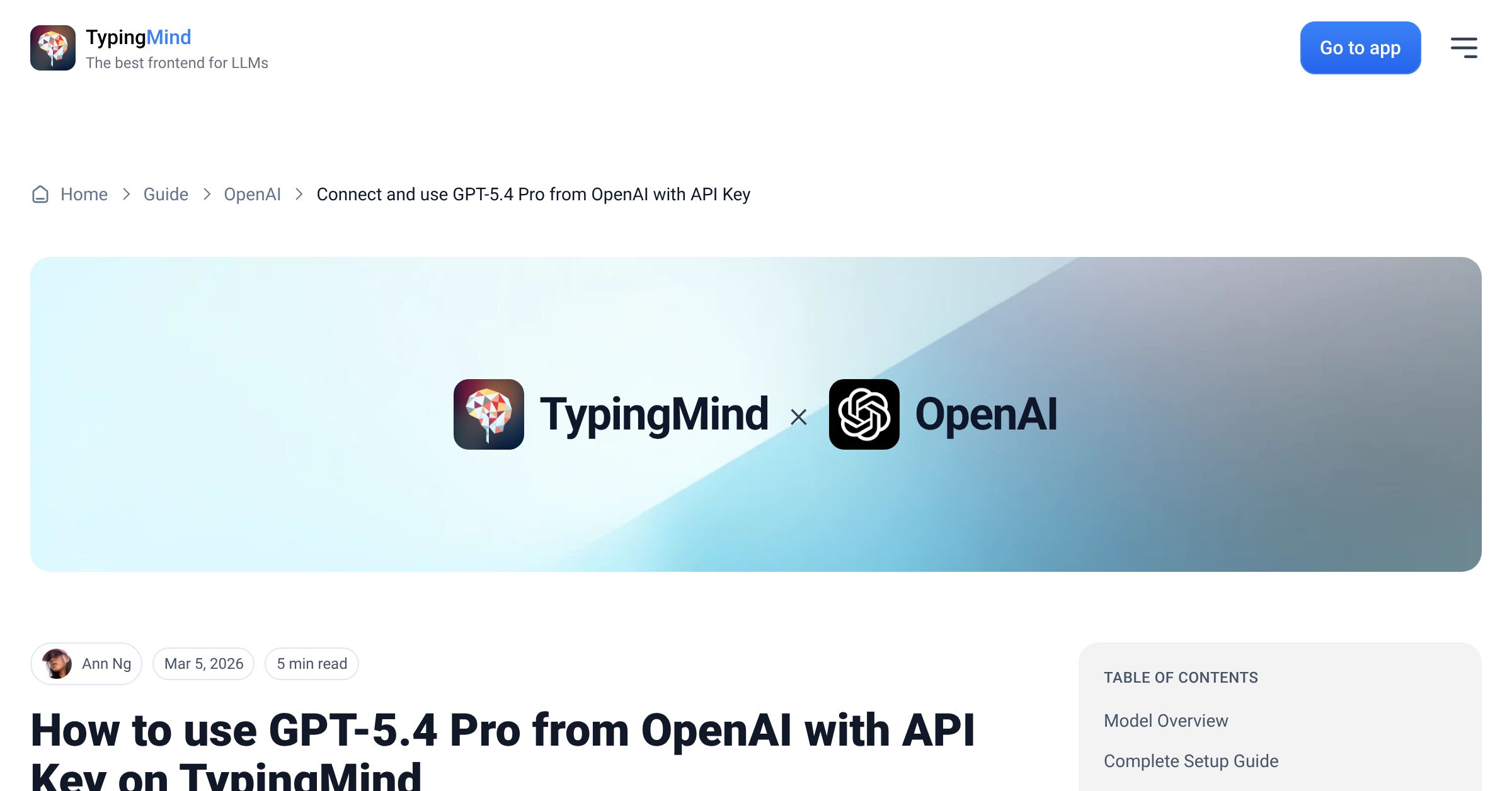 Connect and use GPT-5.4 Pro from OpenAI with API Key | TypingMind