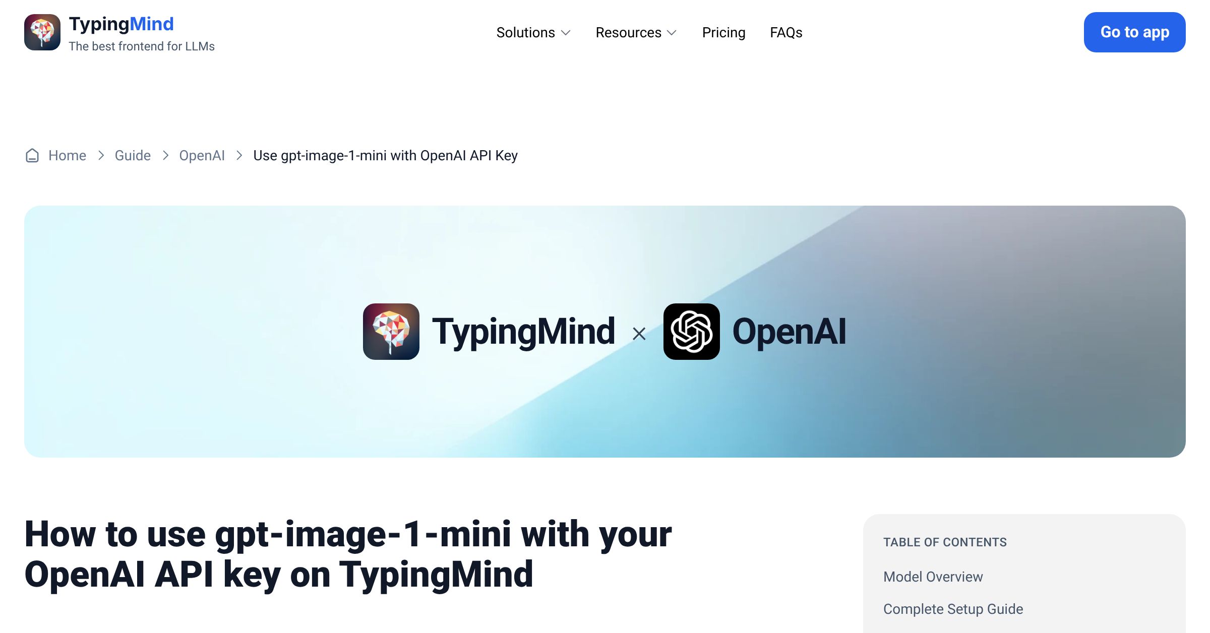 Connect and use Gpt-image-1-mini from OpenAI with API Key | TypingMind