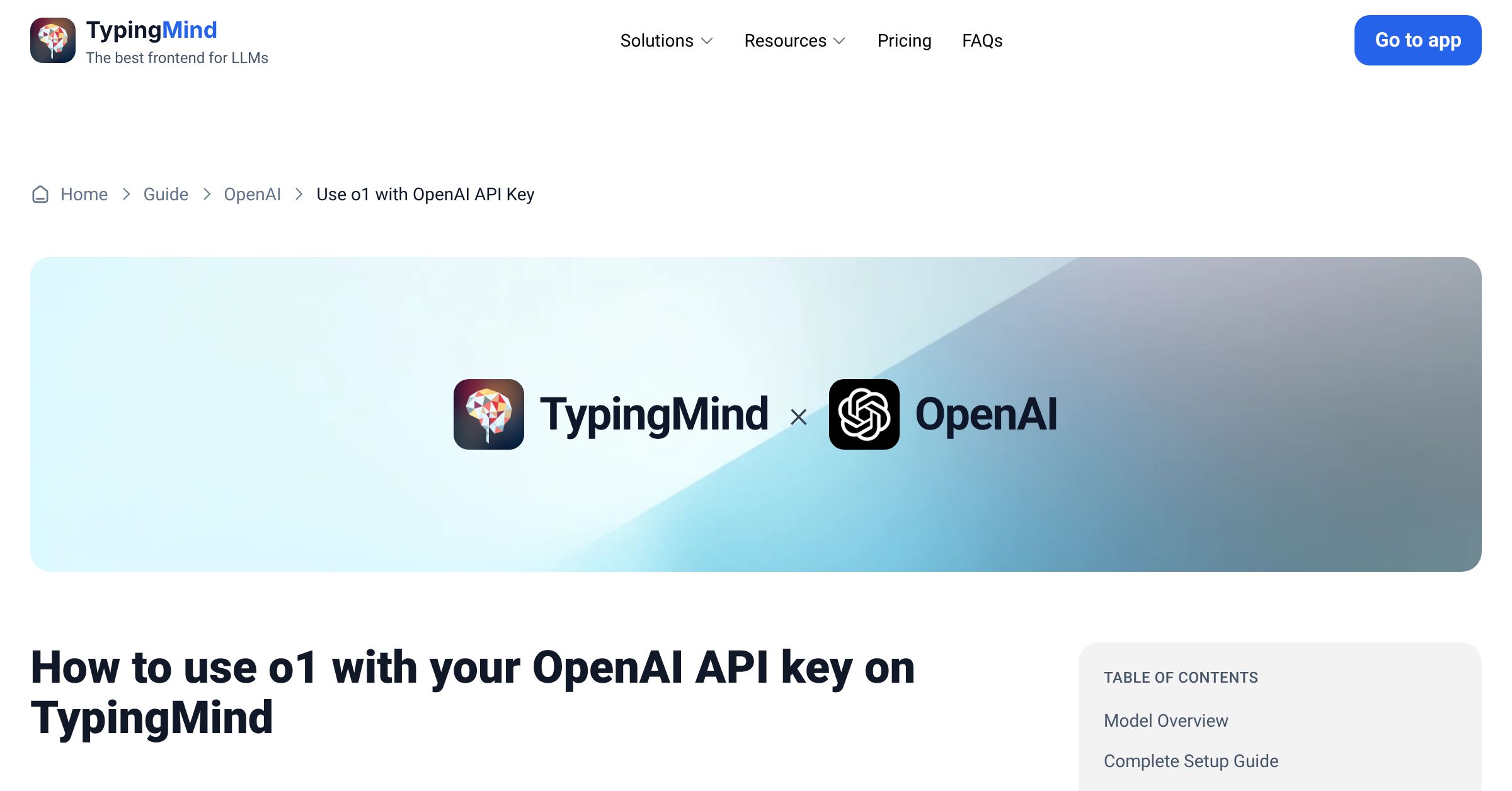 Connect and use O1 from OpenAI with API Key | TypingMind