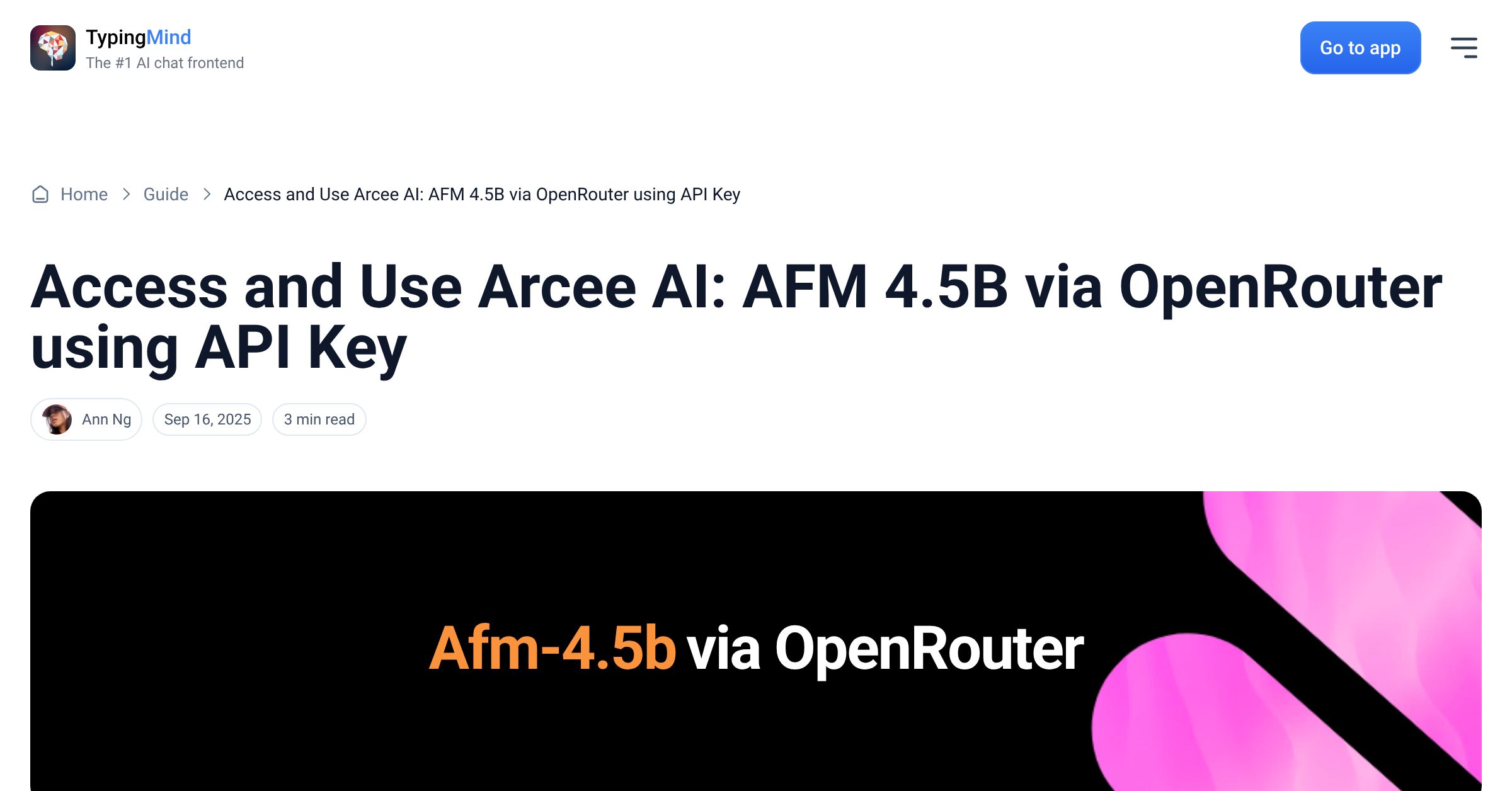 Cover image for Access Arcee AI: AFM 4.5B via OpenRouter