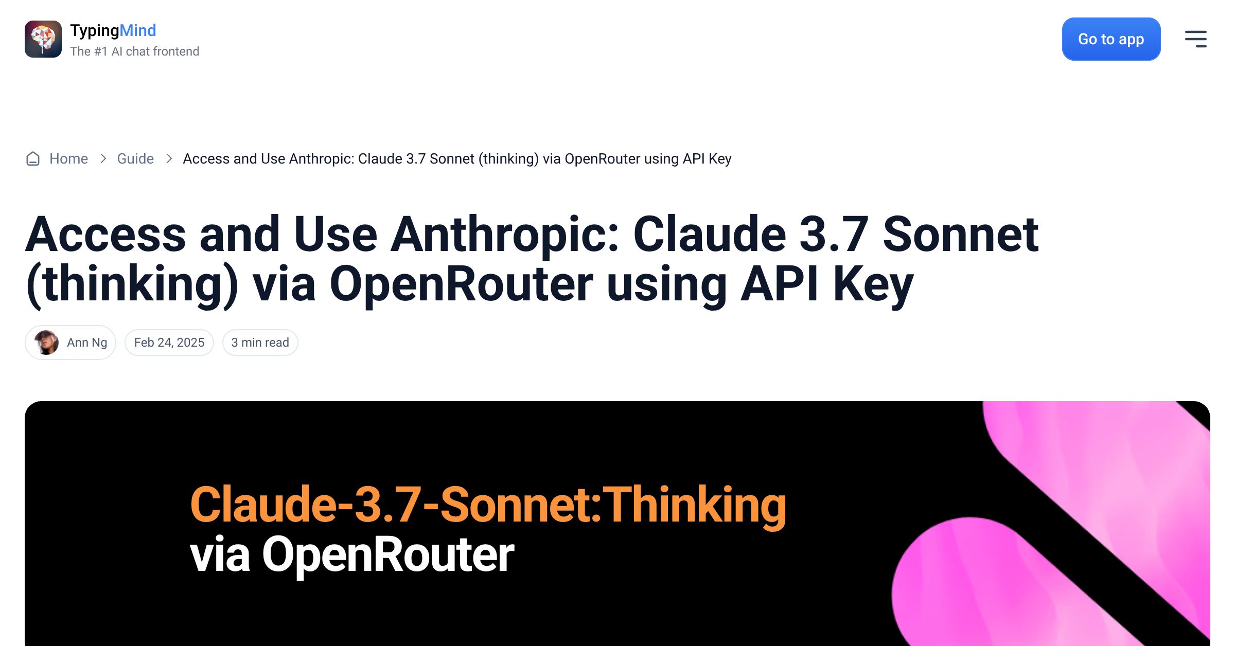 Cover image for Access Anthropic: Claude 3.7 Sonnet (thinking) via OpenRouter