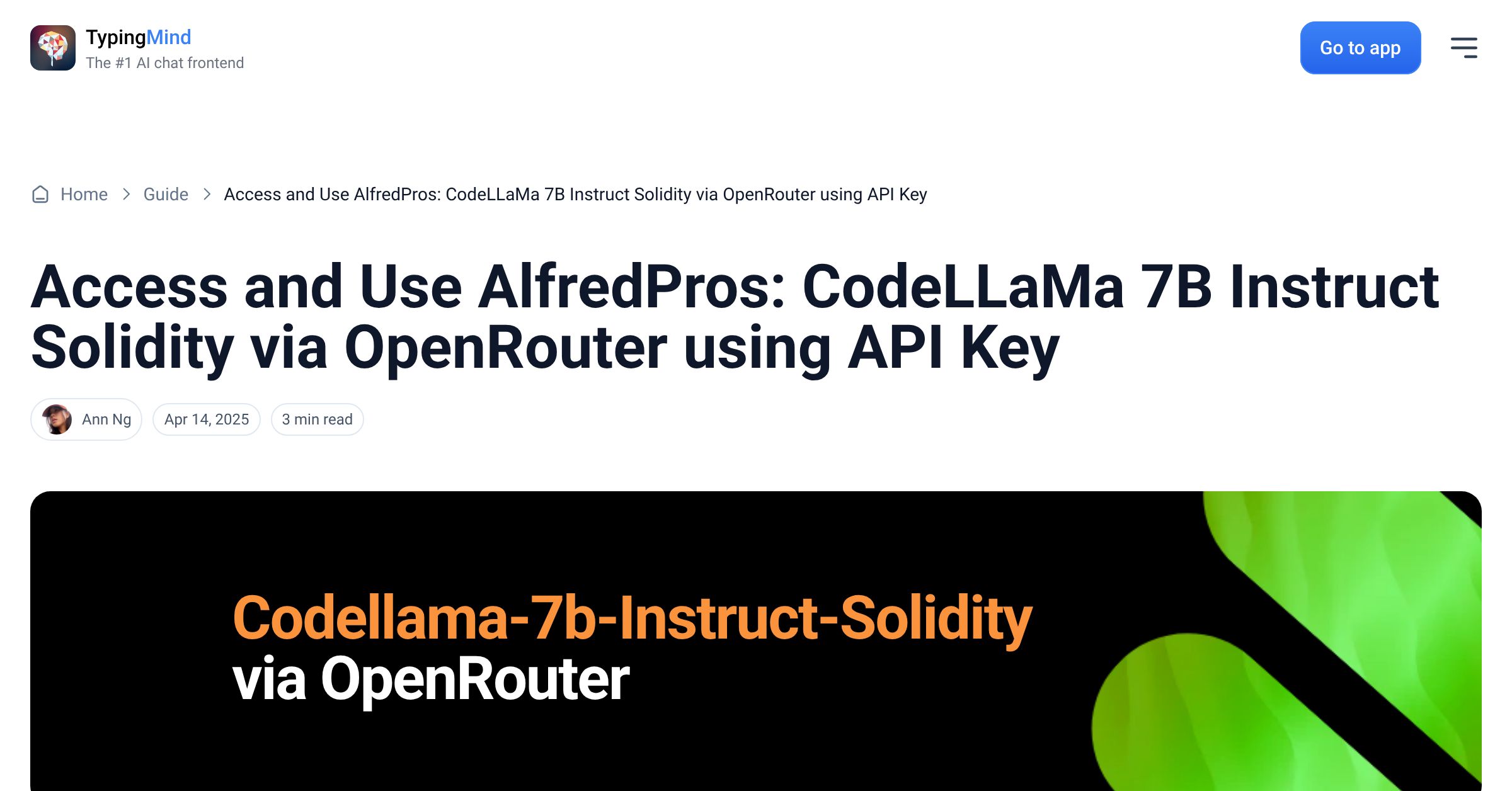 Cover image for Access AlfredPros: CodeLLaMa 7B Instruct Solidity via OpenRouter