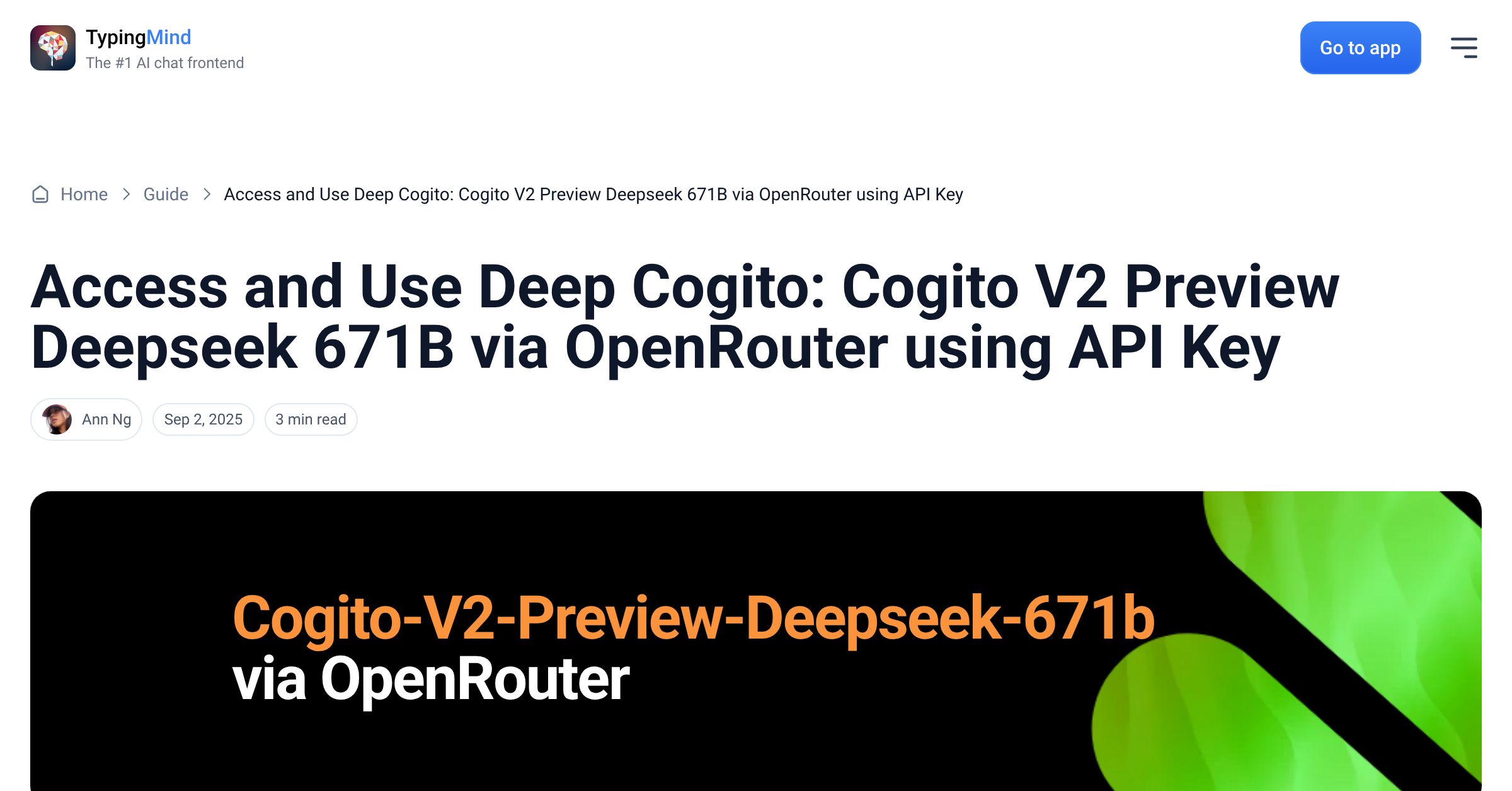 Cover image for Access Deep Cogito: Cogito V2 Preview Deepseek 671B via OpenRouter