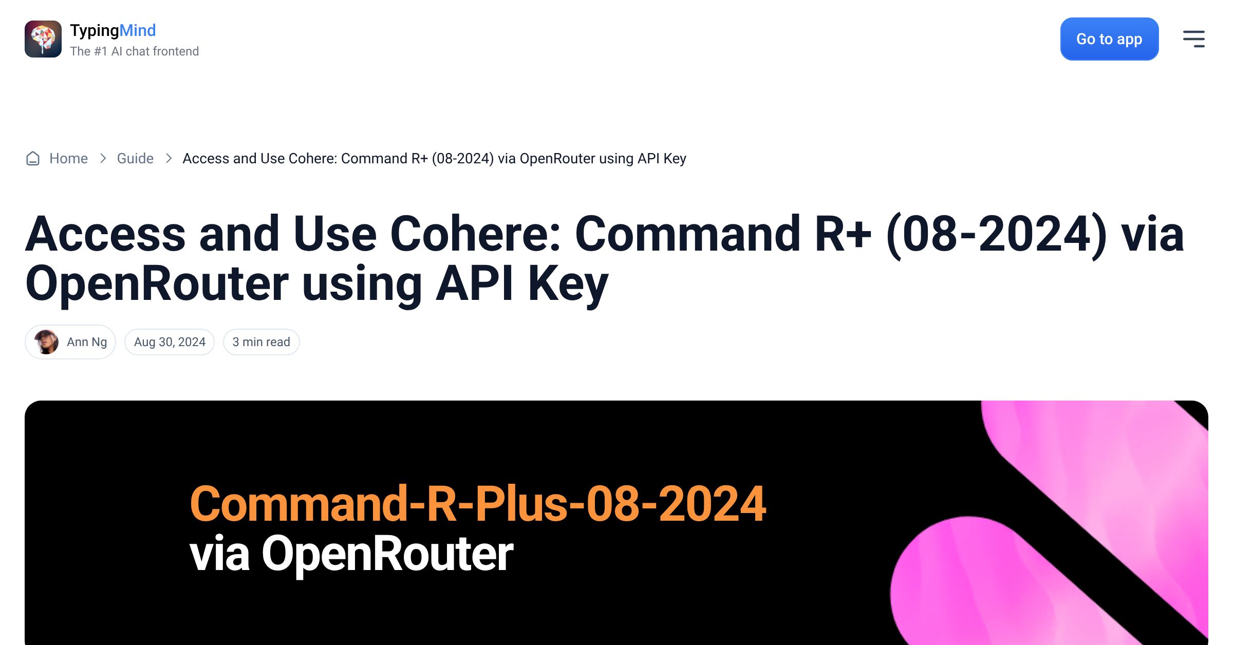 Cover image for Access Cohere: Command R+ (08-2024) via OpenRouter