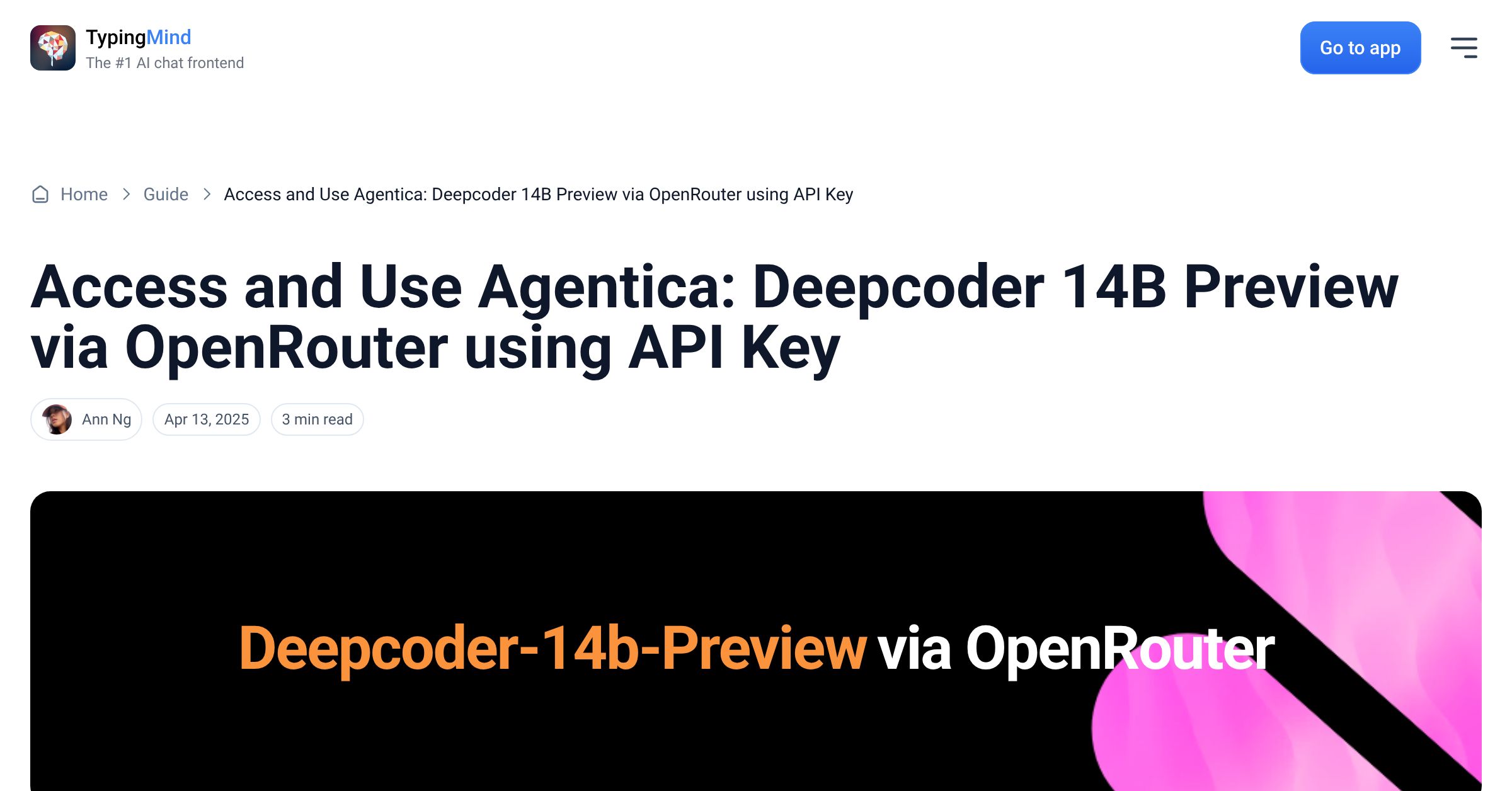 Cover image for Access Agentica: Deepcoder 14B Preview via OpenRouter