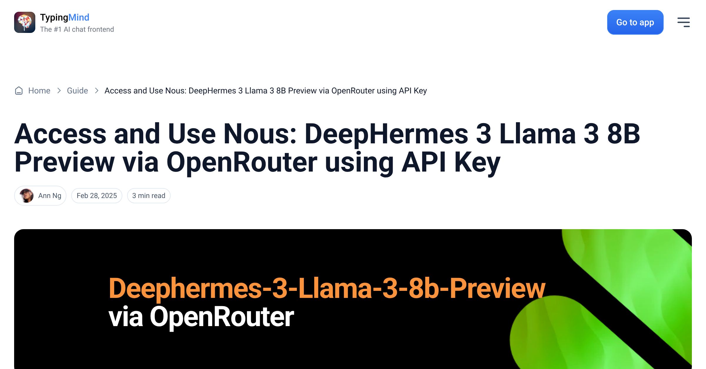 Cover image for Access Nous: DeepHermes 3 Llama 3 8B Preview via OpenRouter