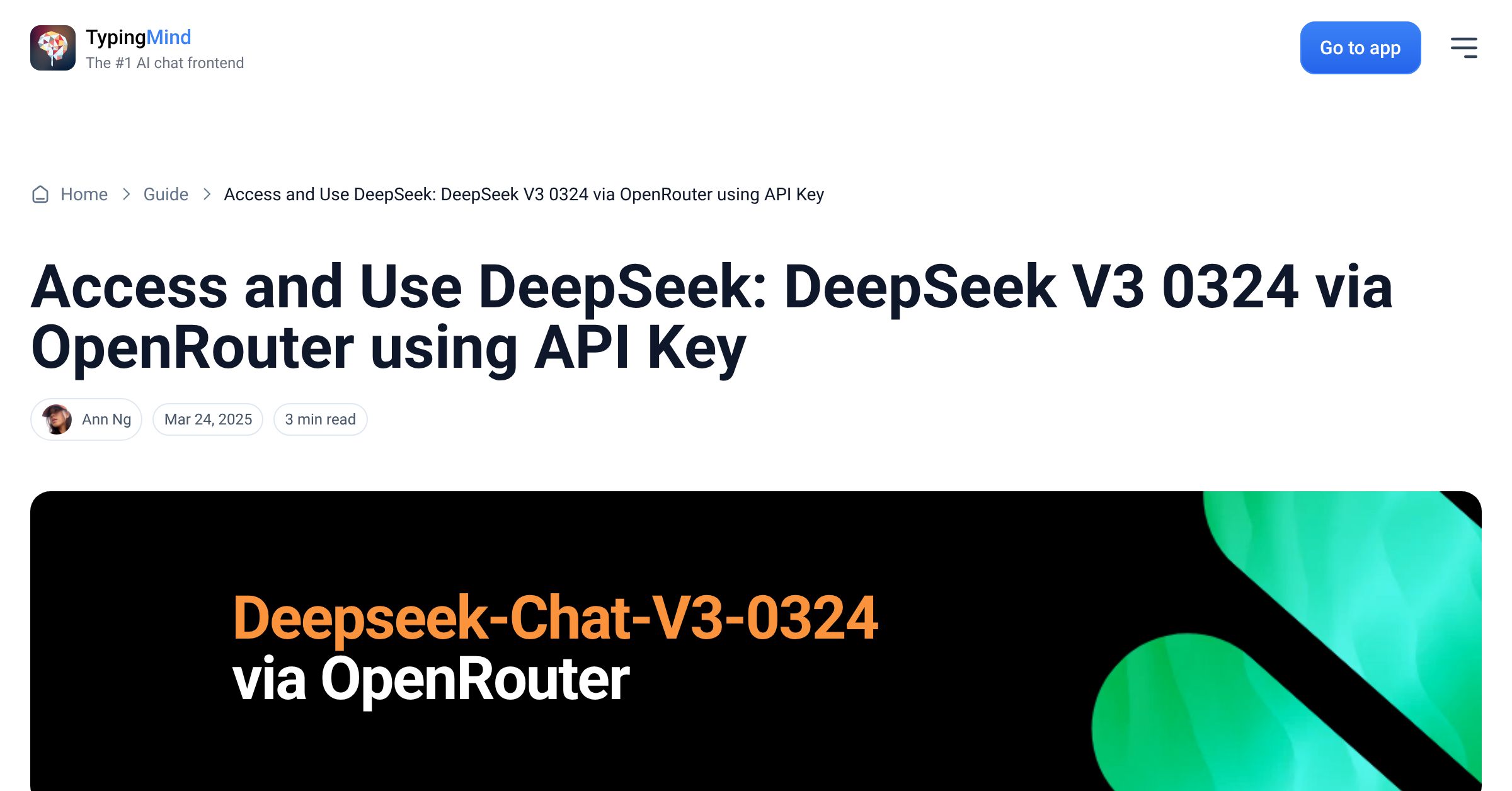 Cover image for Access DeepSeek: DeepSeek V3 0324 via OpenRouter