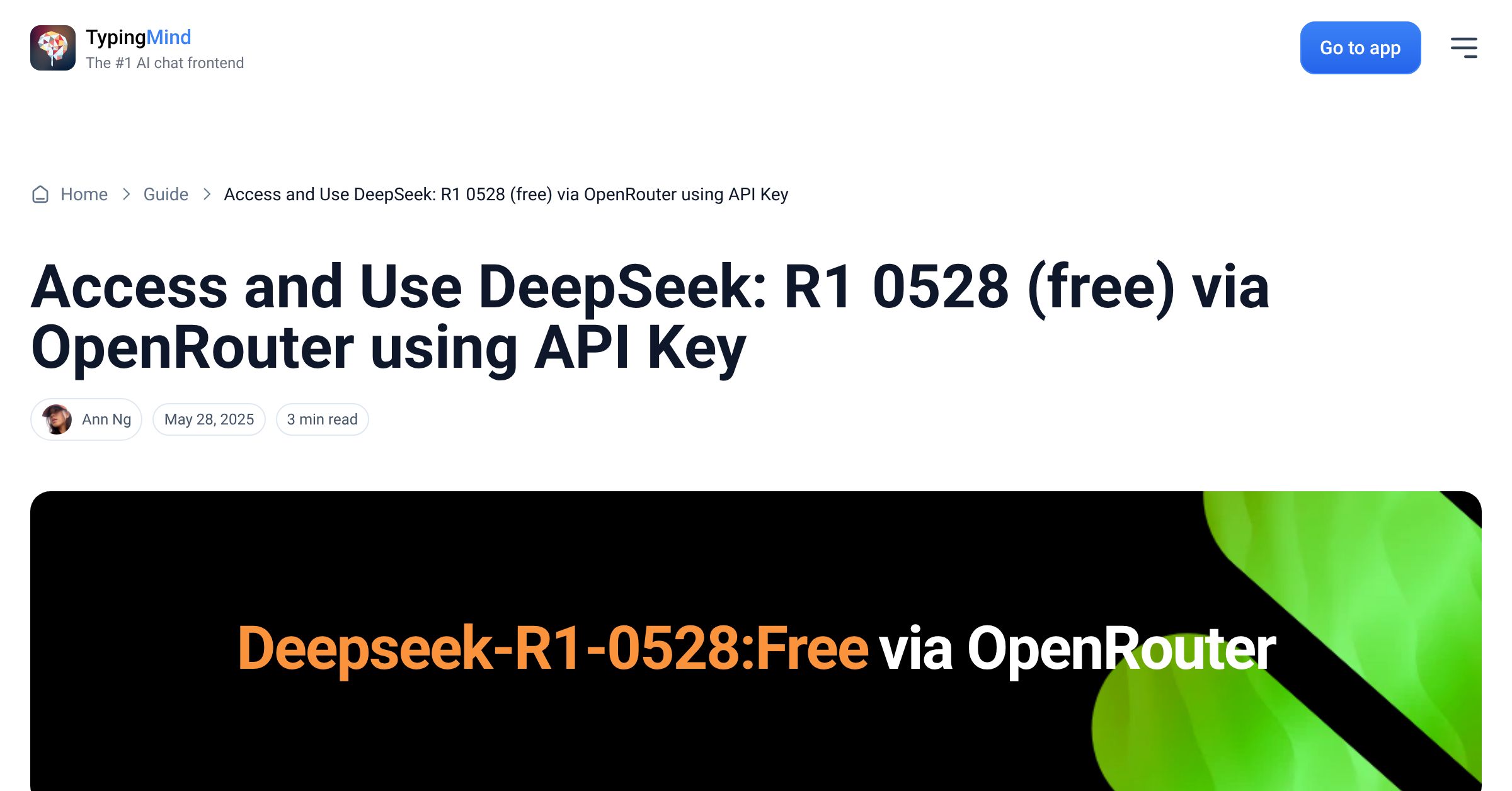 Cover image for Access DeepSeek: R1 0528 (free) via OpenRouter