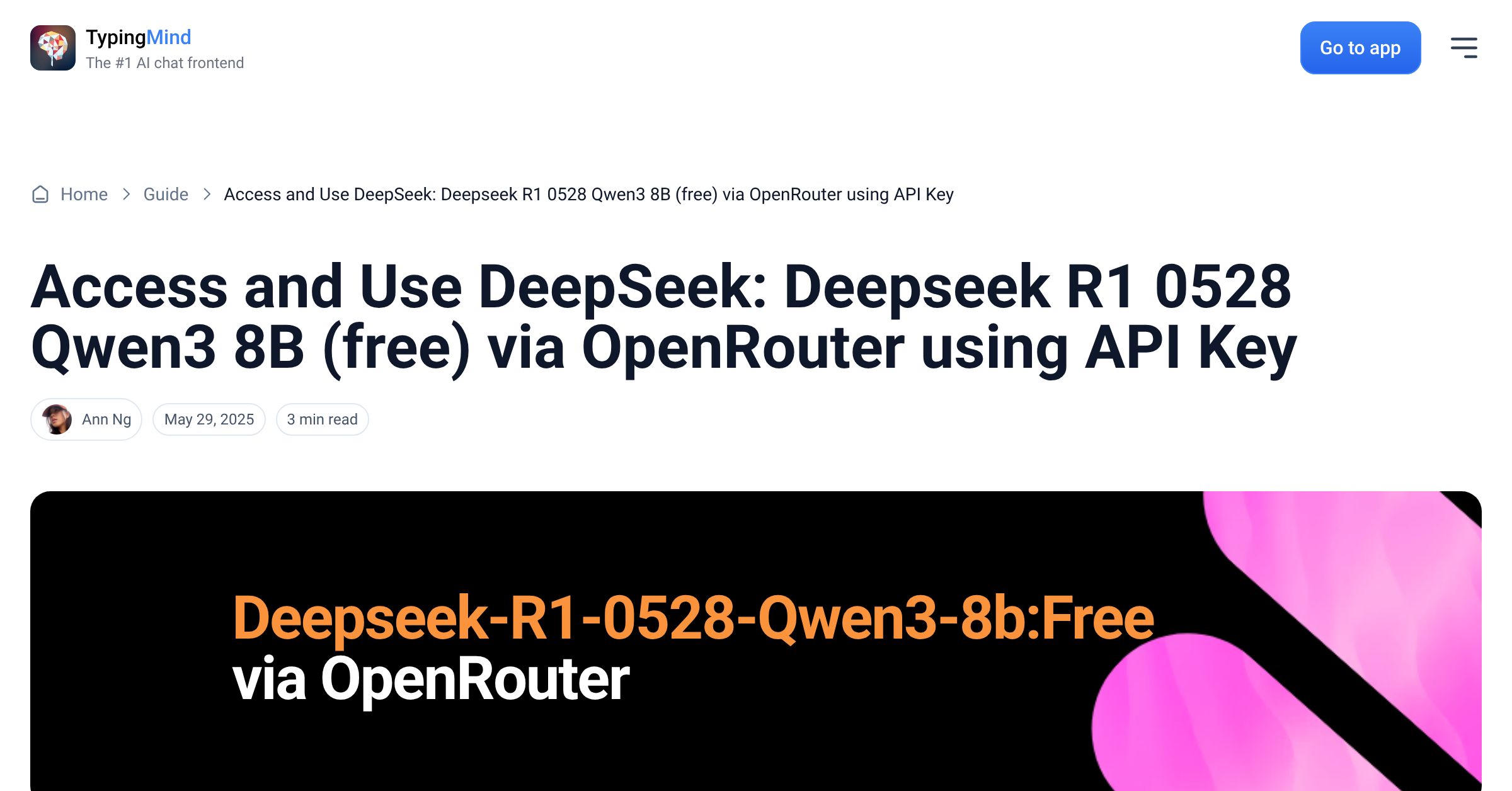 Cover image for Access DeepSeek: Deepseek R1 0528 Qwen3 8B (free) via OpenRouter