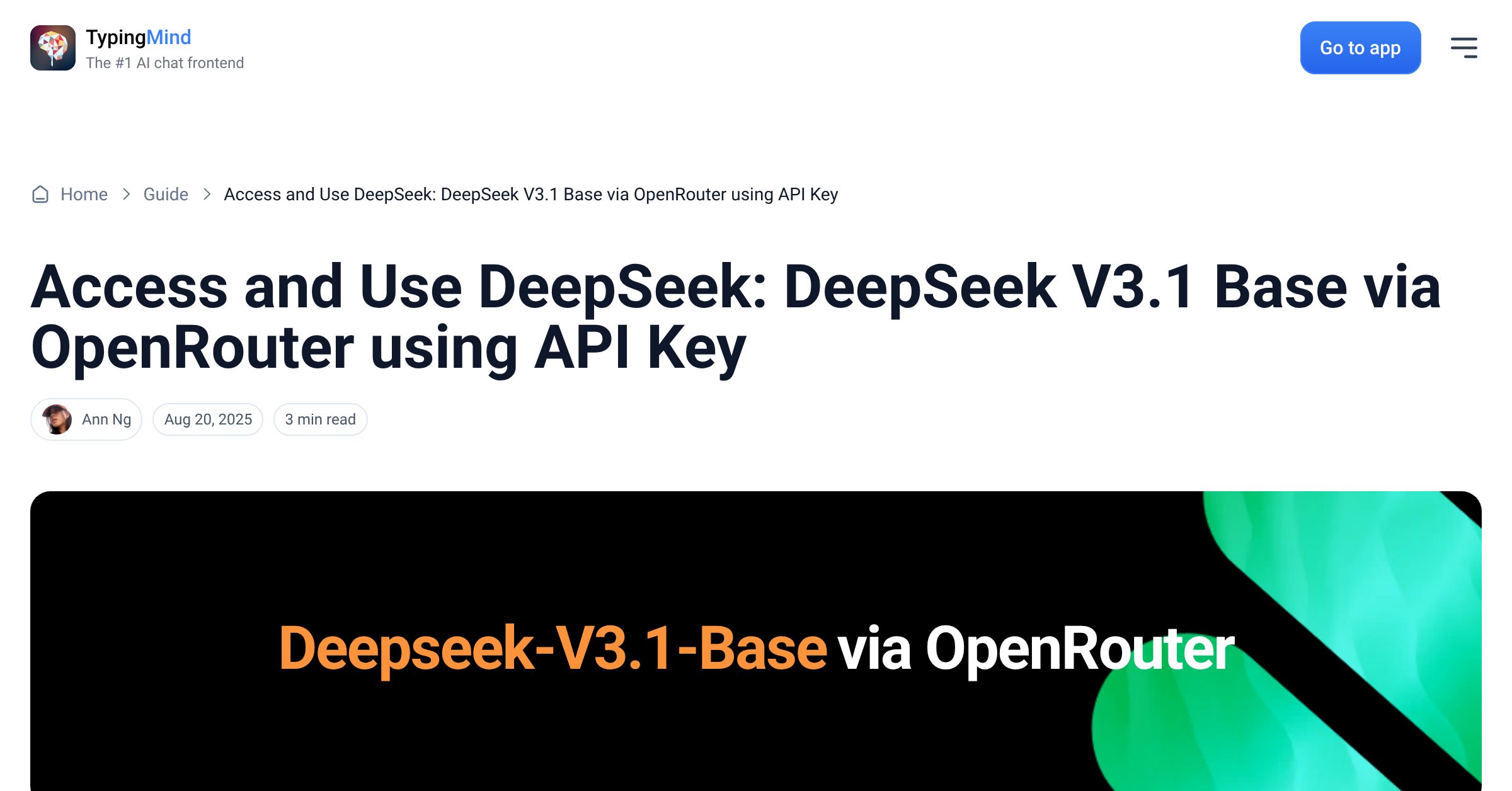Cover image for Access DeepSeek: DeepSeek V3.1 Base via OpenRouter