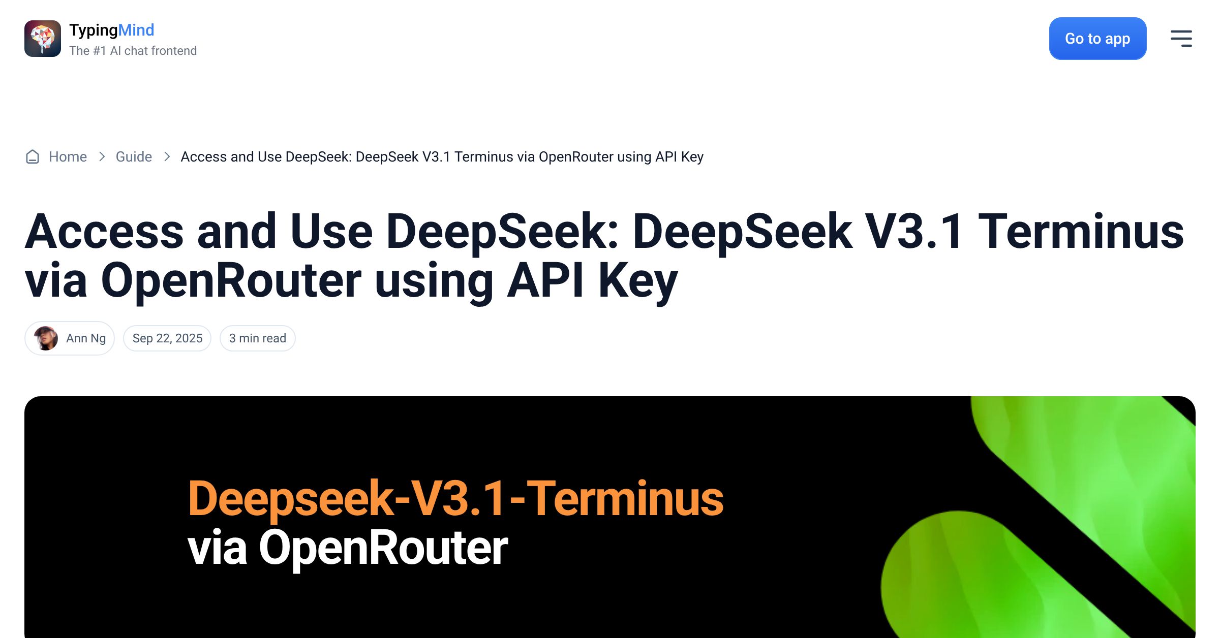 Cover image for Access DeepSeek: DeepSeek V3.1 Terminus via OpenRouter
