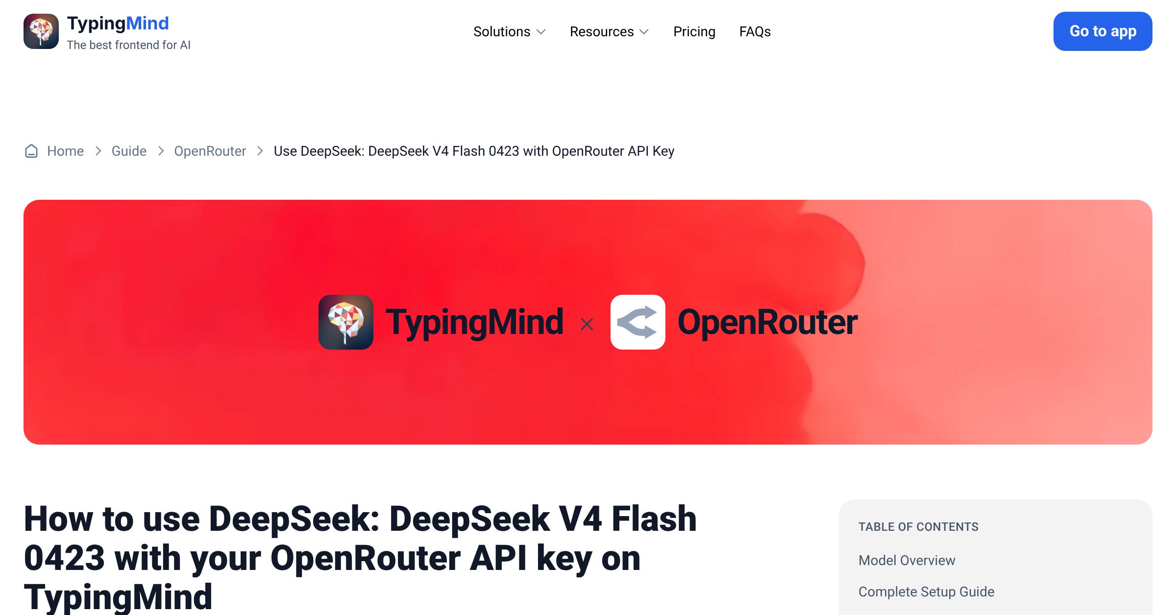 Use DeepSeek: DeepSeek V4 Flash 0423 with OpenRouter API Key | TypingMind