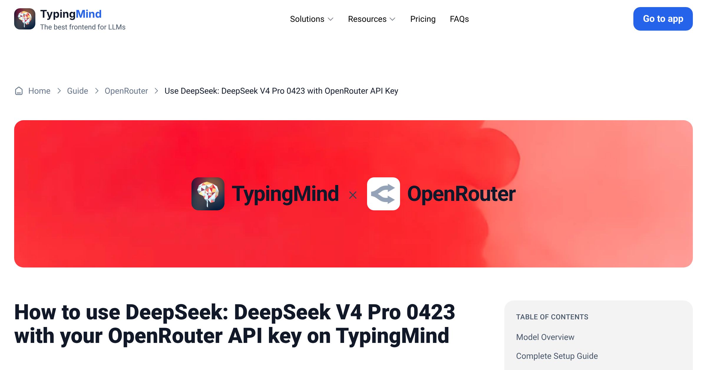 Access and Use DeepSeek: DeepSeek V4 Pro via OpenRouter using API Key ...
