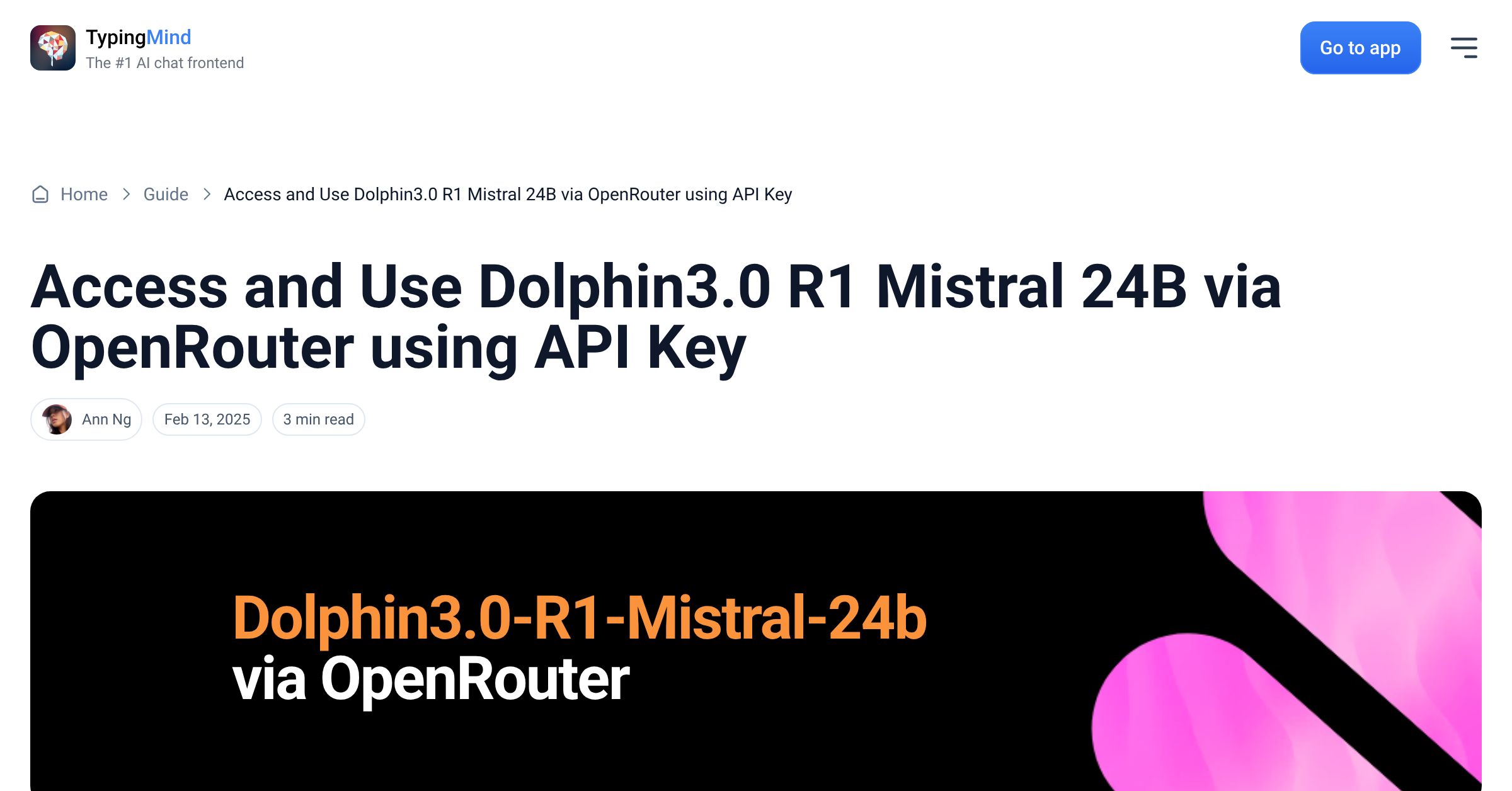 Cover image for Access Dolphin3.0 R1 Mistral 24B via OpenRouter